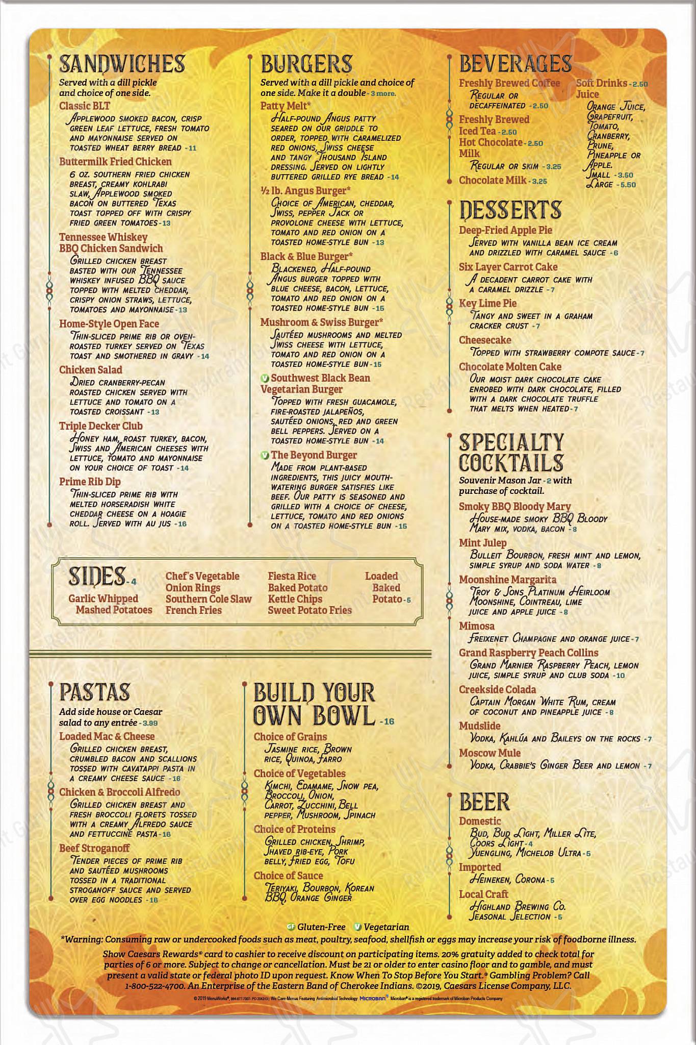 Menu at Selu Garden Café cafe, Cherokee
