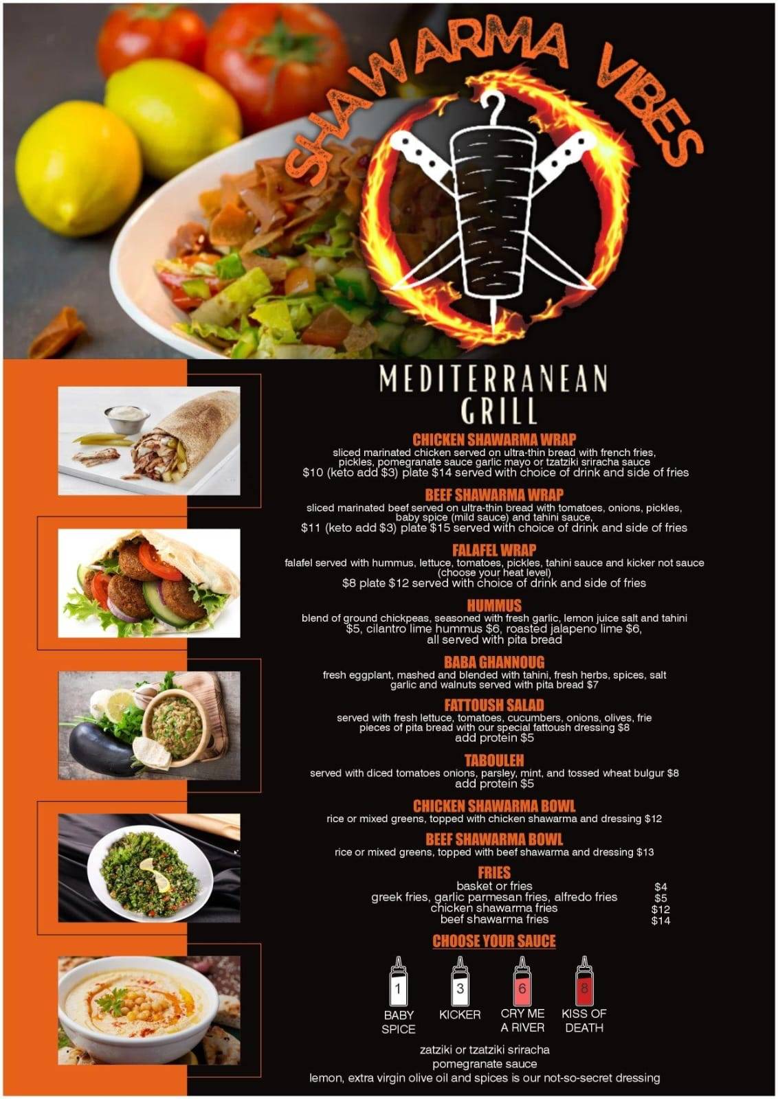 Menu at Shawarma Vibes restaurant, Yuma