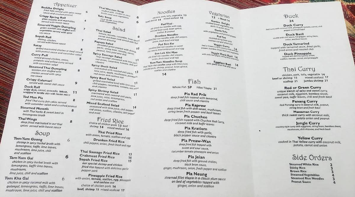 Menu At Sopah Thai Kitchen Restaurant Glen Cove   Menu Sopah Thai Kitchen 