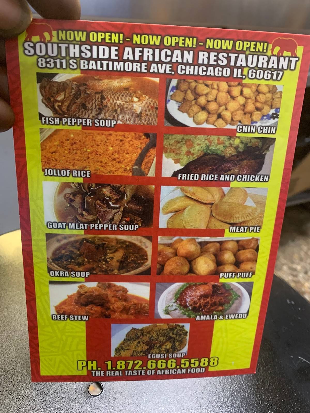 Menu at Southside African Restaurant, Chicago