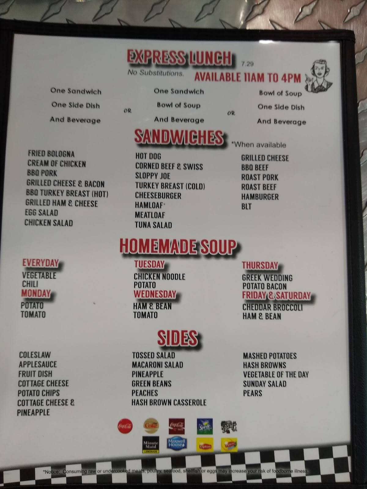 Menu at Southside Diner restaurant, Mount Vernon