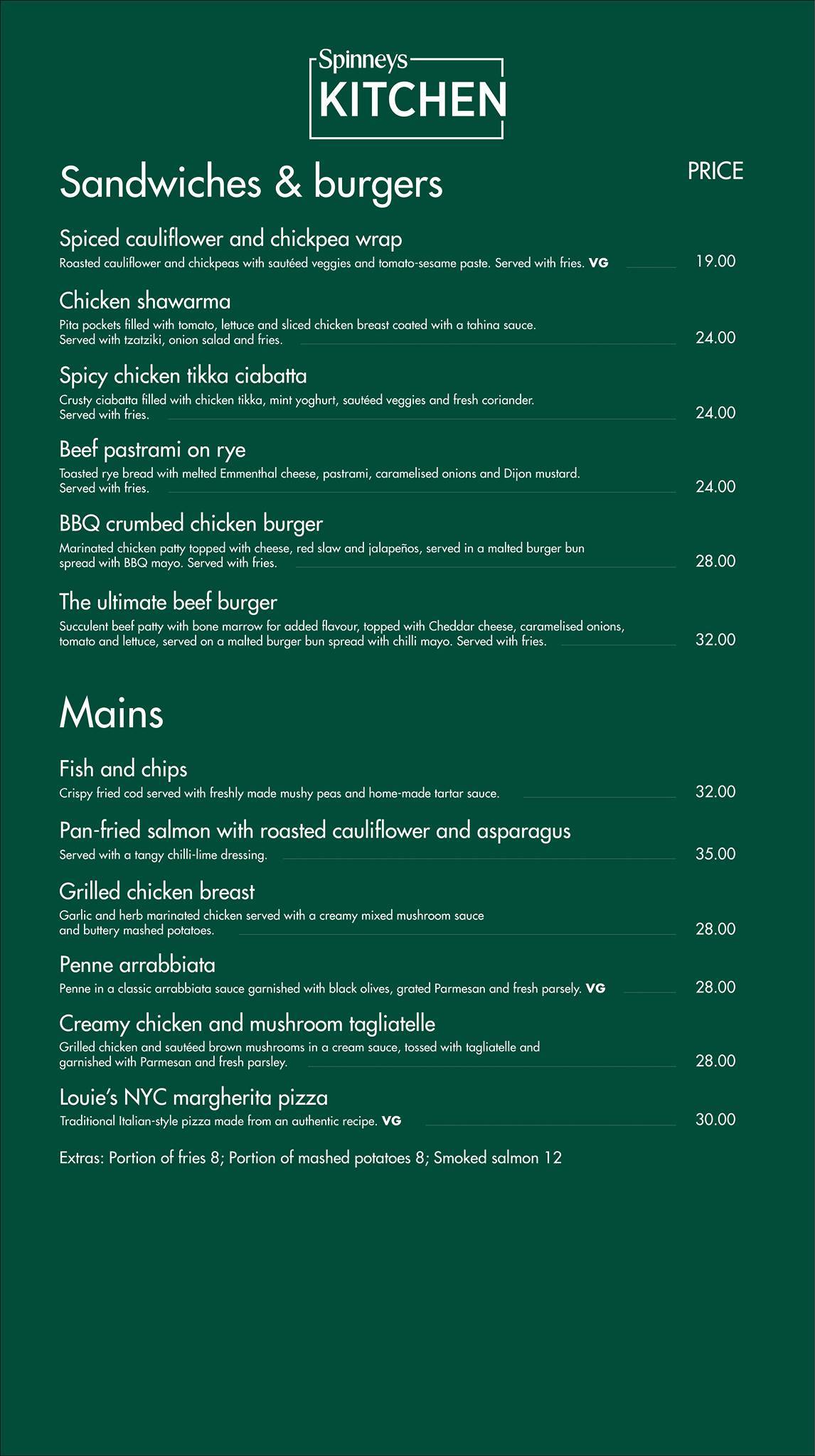 Menu at Spinneys Kitchen cafe, Dubai