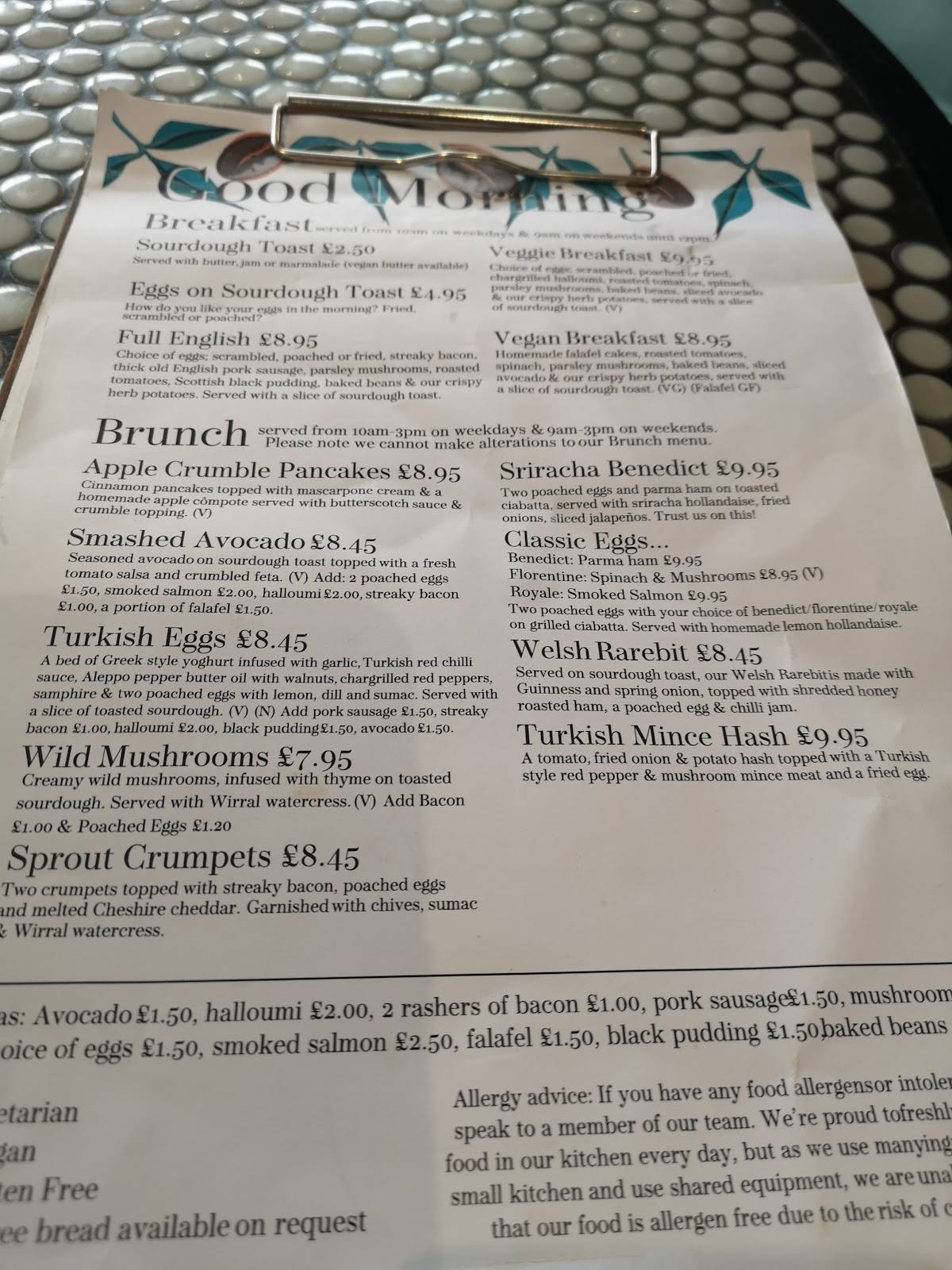 Menu at Sprout Kitchen Garden restaurant, Ellesmere Port