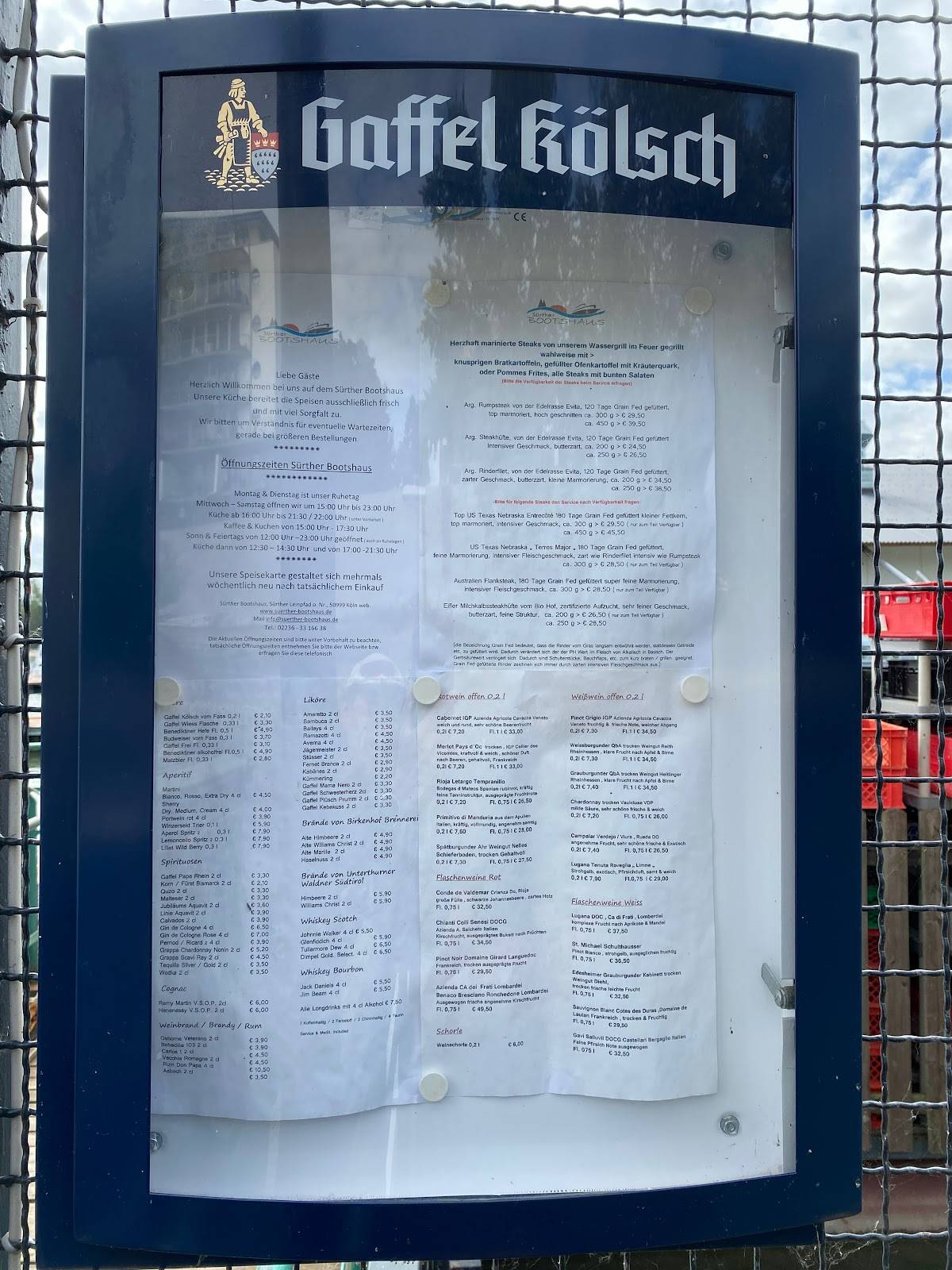 Speisekarte von Sürther Bootshaus restaurant, Köln, Sürther Leinpfad 1
