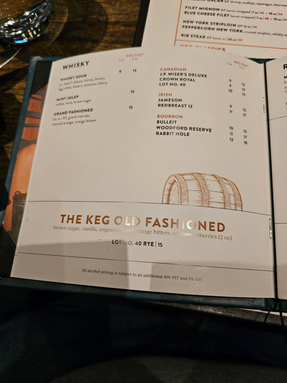 Menu at The Keg Steakhouse + Bar Saanich, Victoria, Quadra St