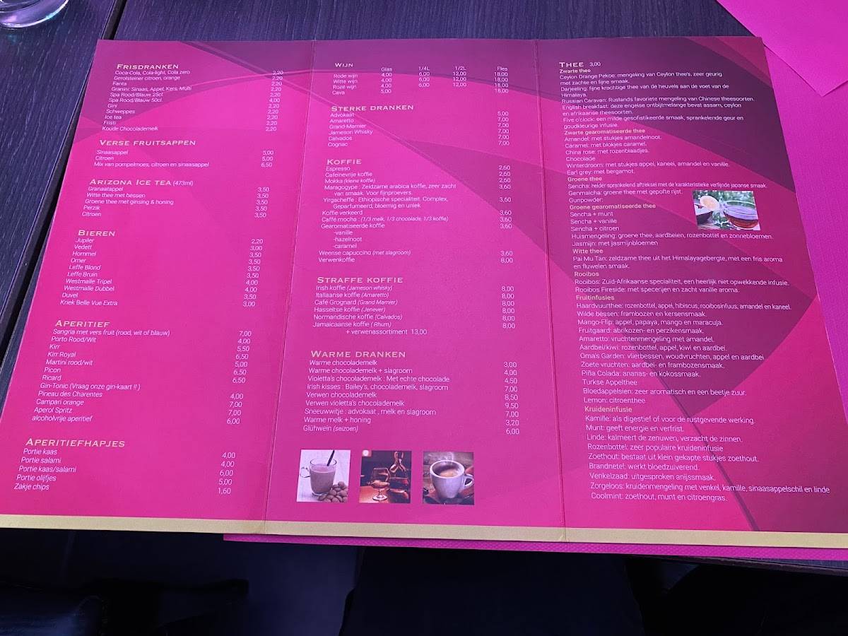 Menu at Violetta's Koffie- en Theehuis, Menen