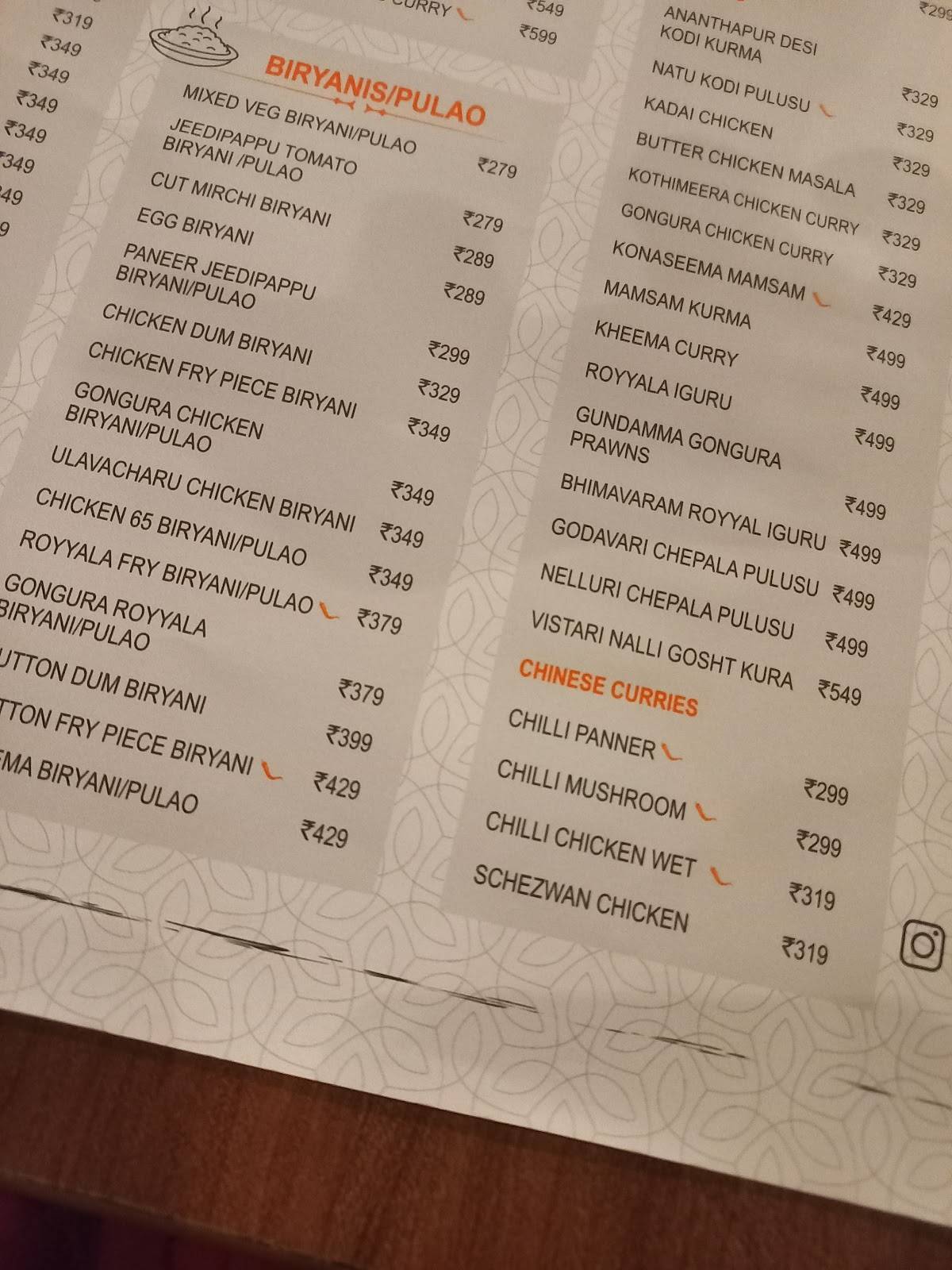 Menu At Vistari Kitchen Hyderabad