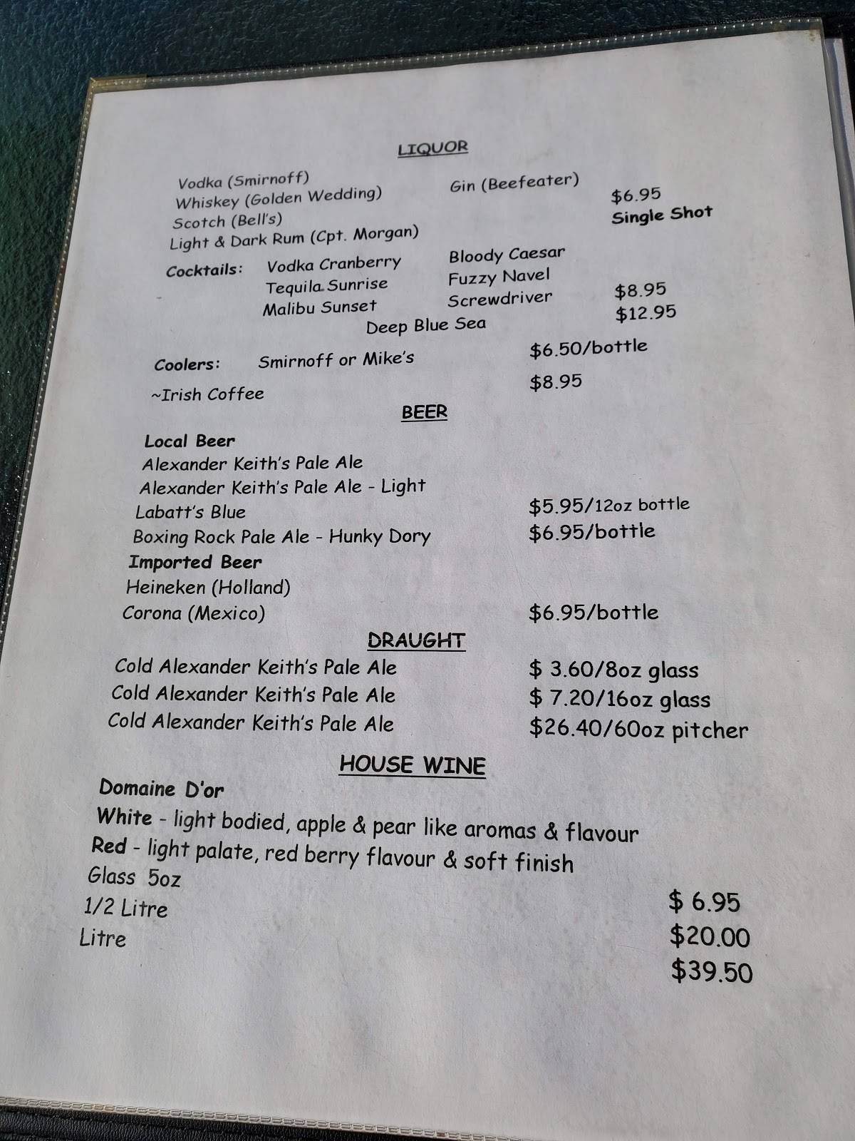 Menu at White Gull Restaurant & Marina, Lockeport