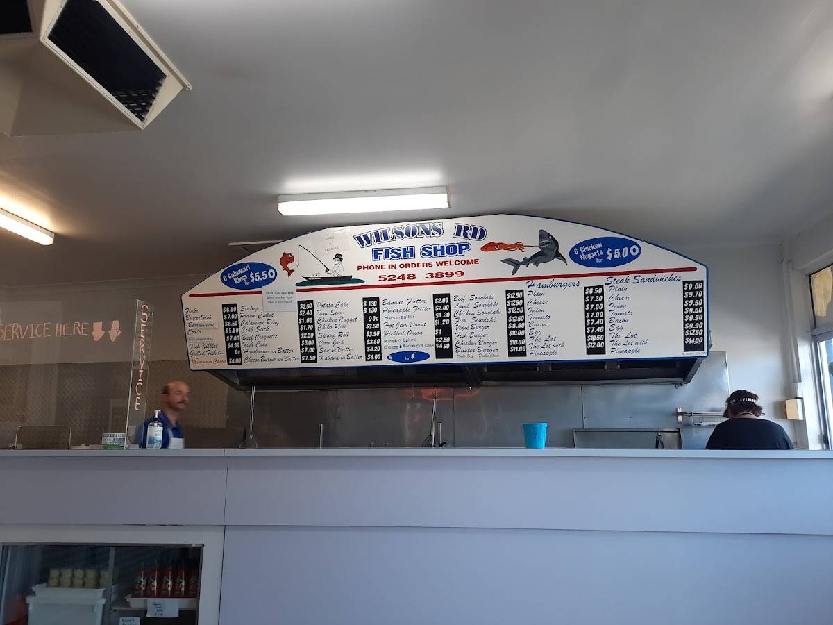 Menu at Wilsons Road Fish Shop Geelong restaurant, Whittington