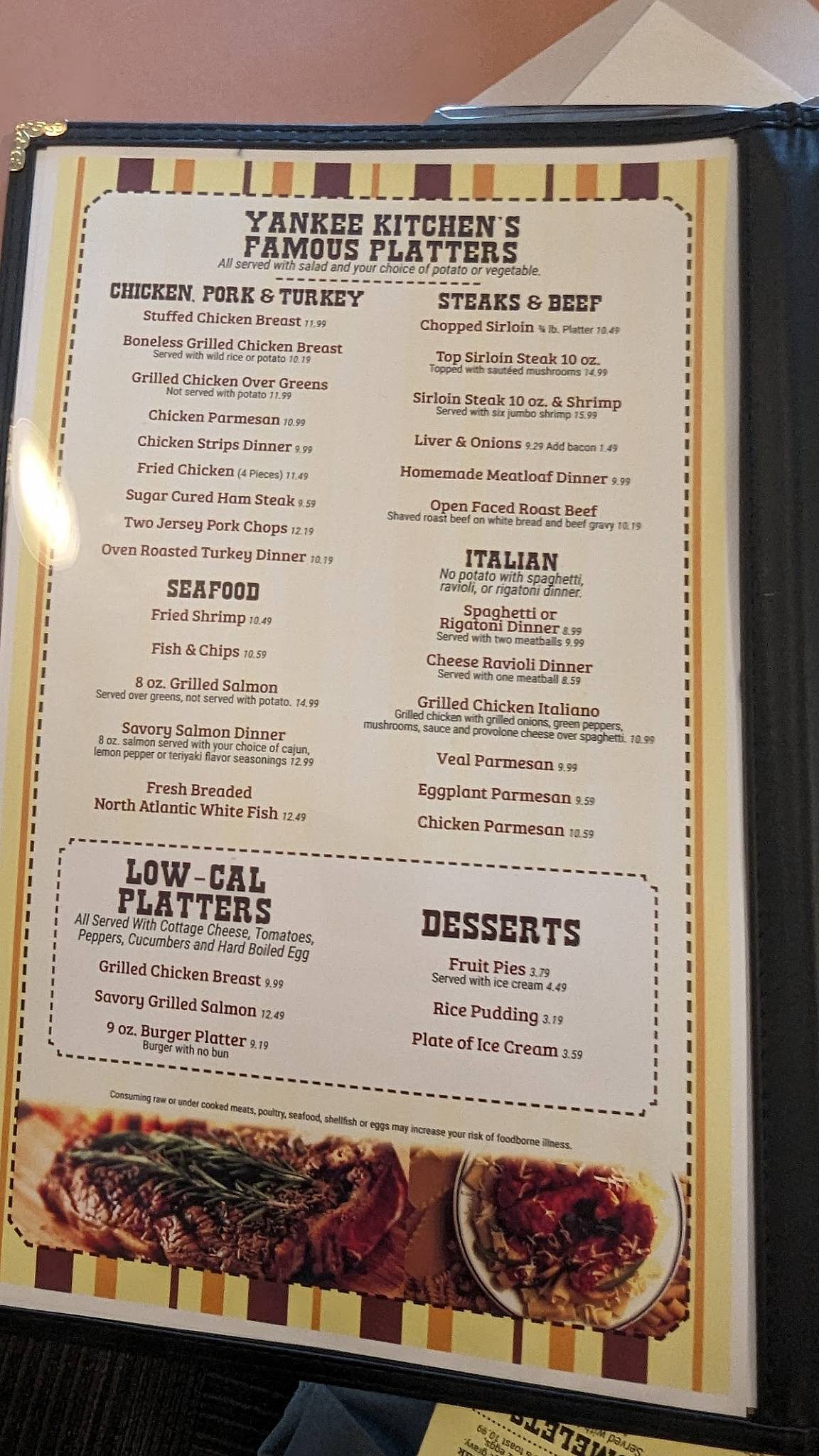 Menu at Yankee Kitchen Restaurant, Vienna Center