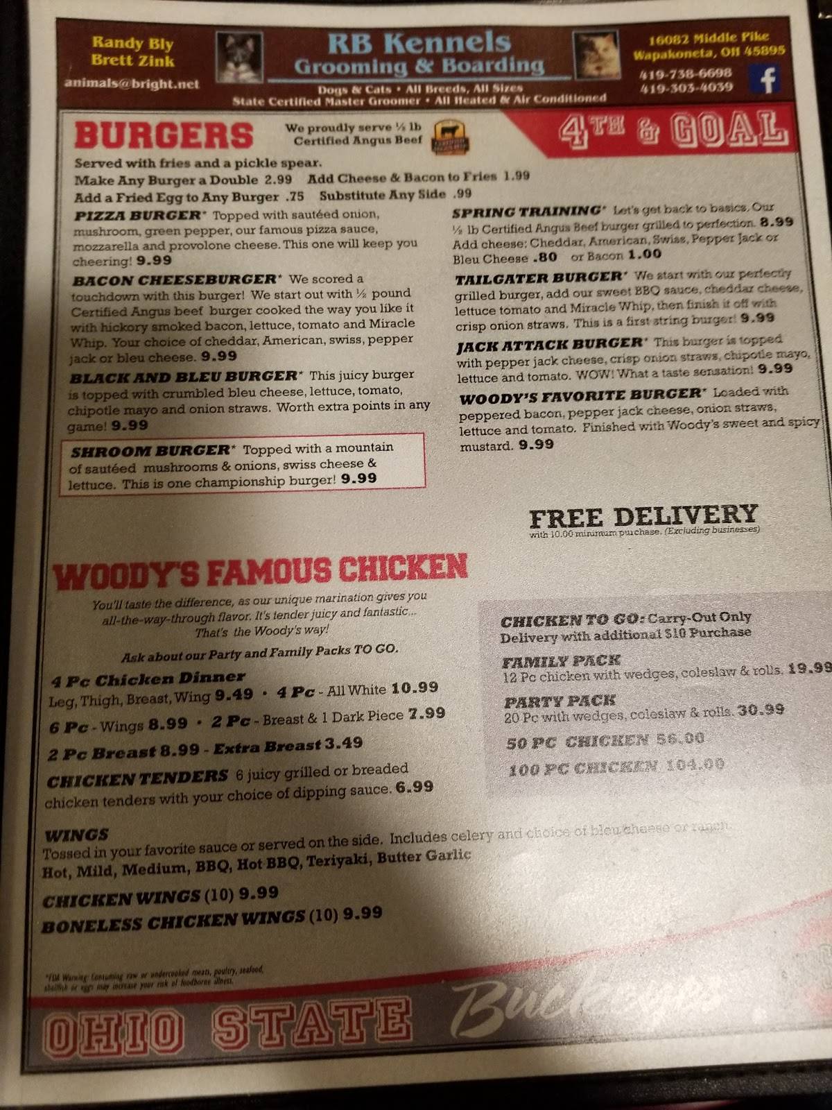 Menu at Al’s Woody’s Diner restaurant,
