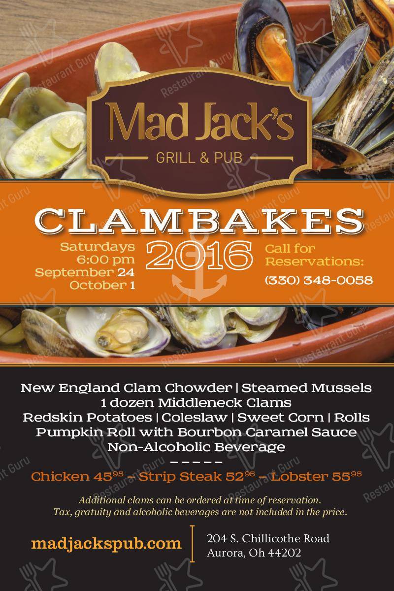 Menu at Mad Jacks Grill & Pub, Aurora