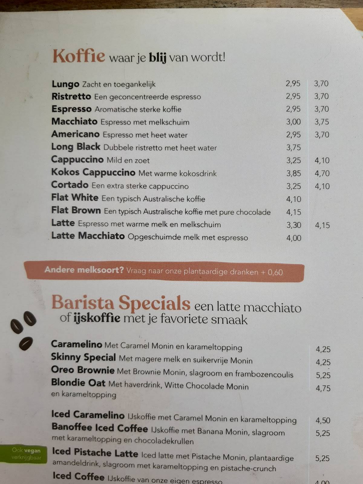 Menu at Barista Café Gouda, Gouda