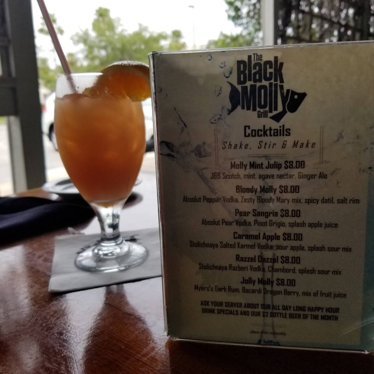 Menu at Black Molly Grill restaurant, St. Augustine