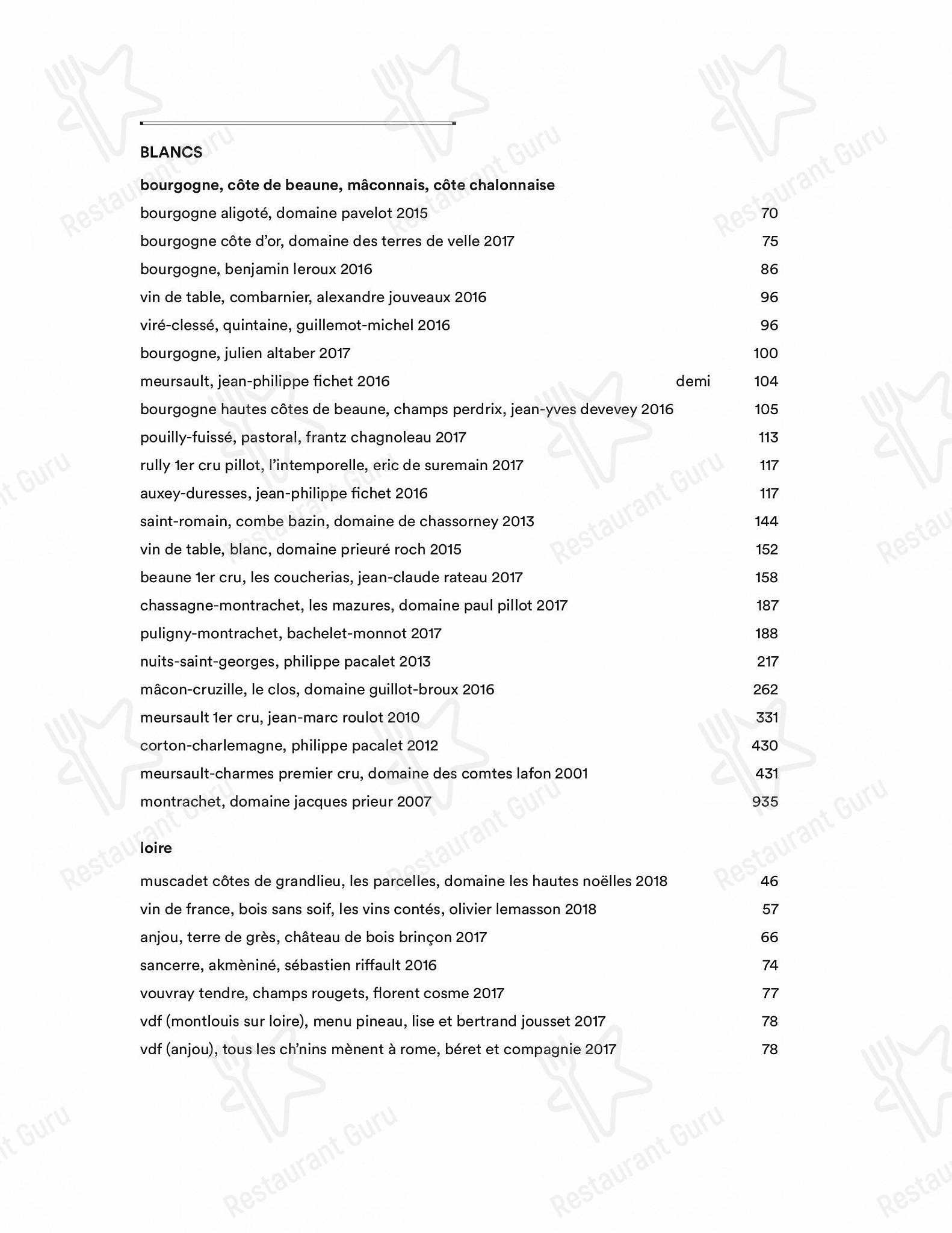 Menu at BOUILLON BILK restaurant, Montréal