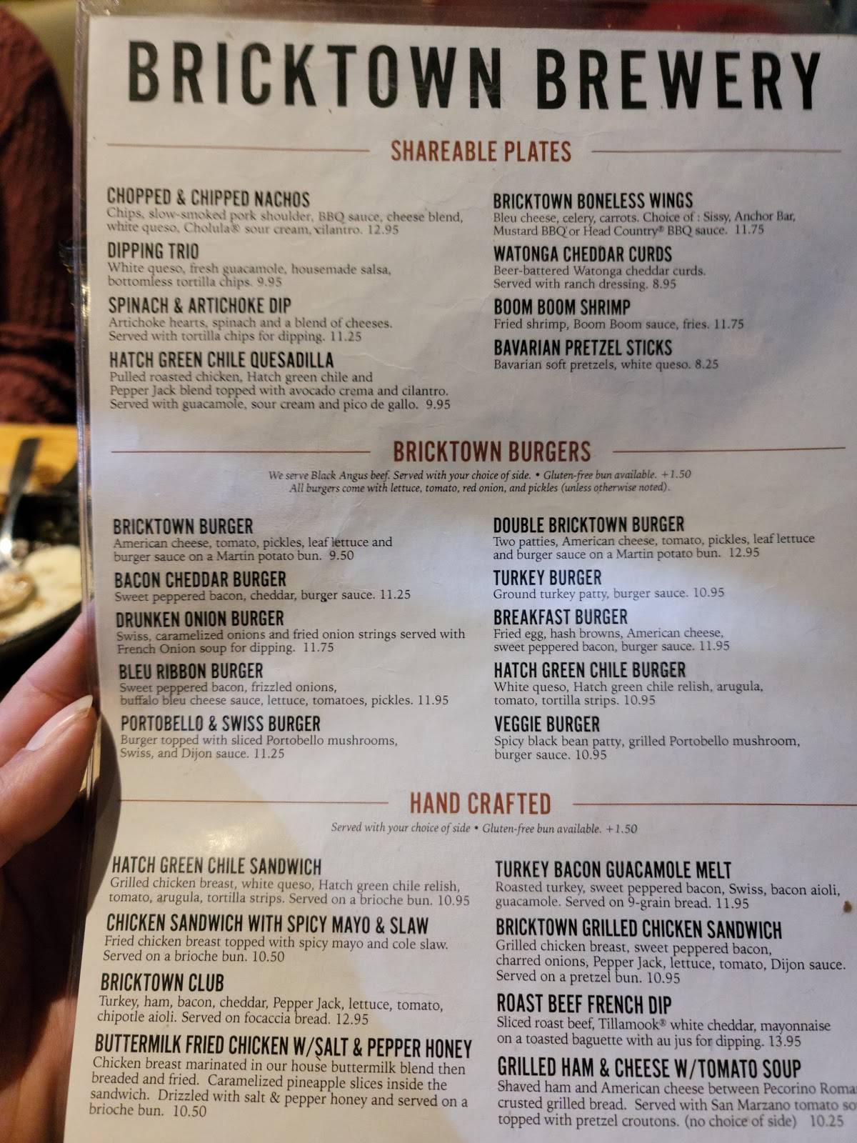 Menu at Bricktown Brewery restaurant, Shawnee, N Kickapoo Ave