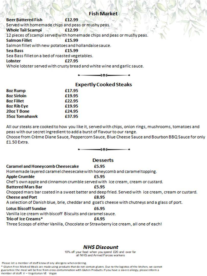 Menu at The Horseshoe pub &amp; bar, Bristol, 2 High St
