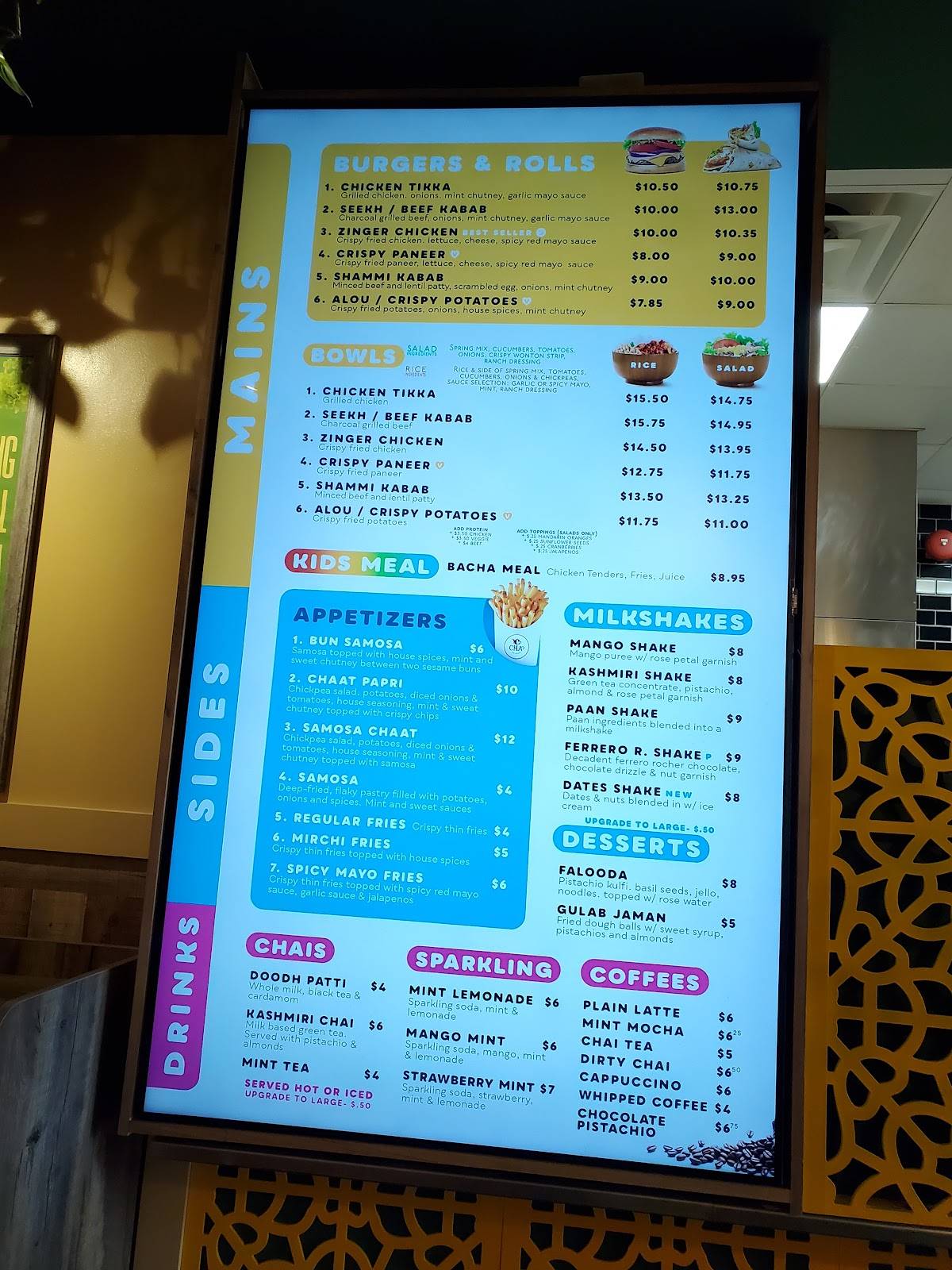 Menu at CHA Street Food (Tysons Corner Mall) restaurant, Tysons