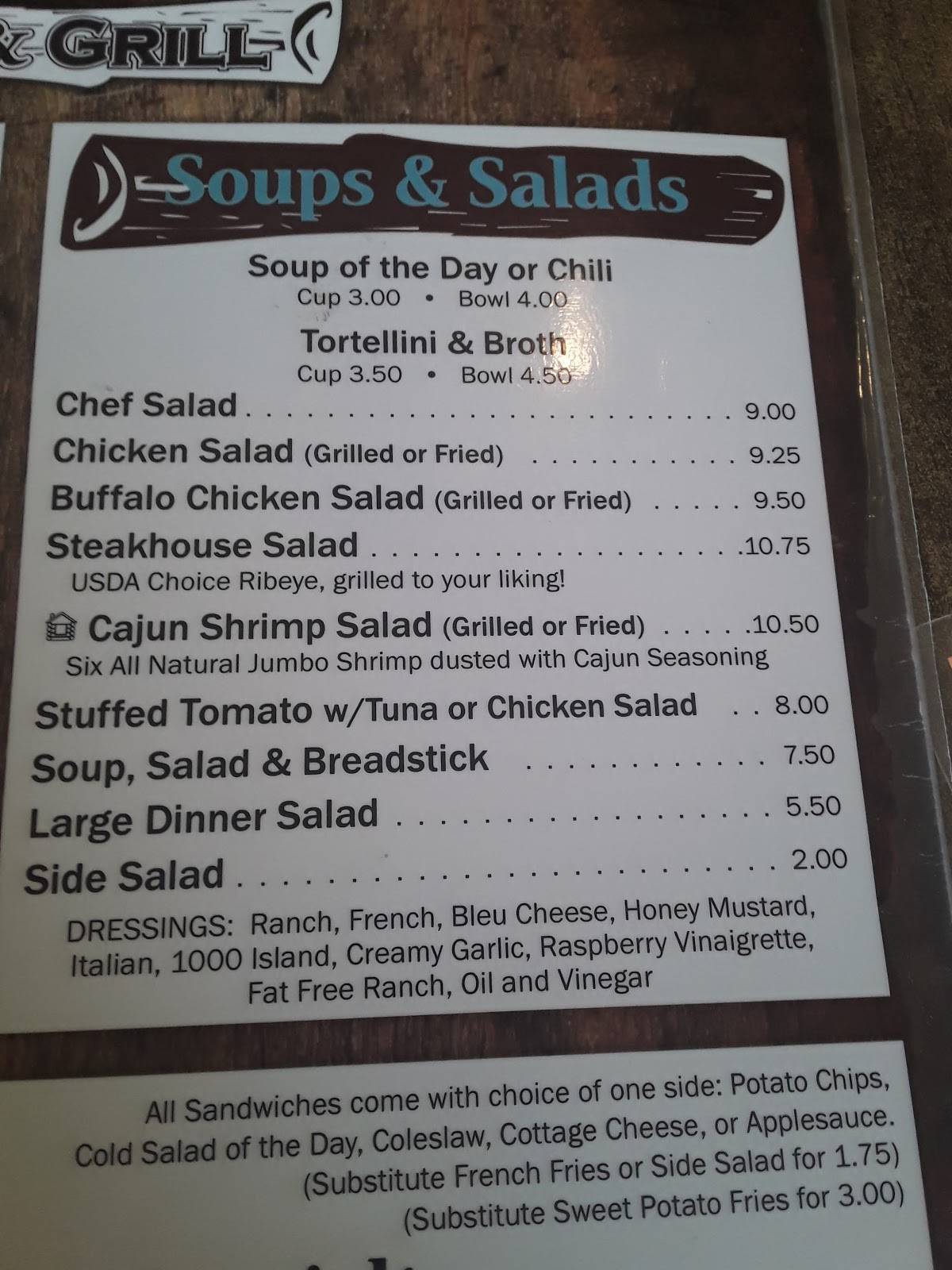 Menu at Cabin Fever Bar & Grill, Peru