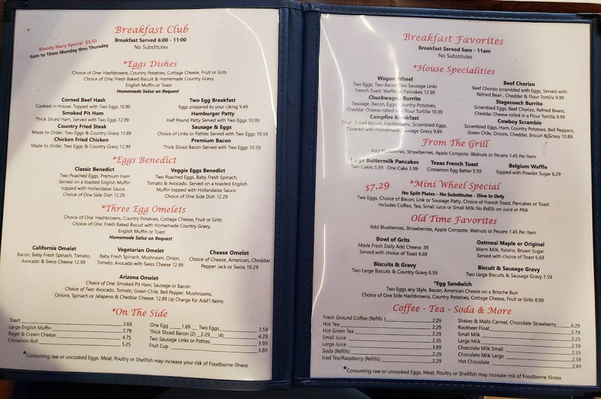 Menu at The Horseshoe cafe, Benson, 154 E 4th St