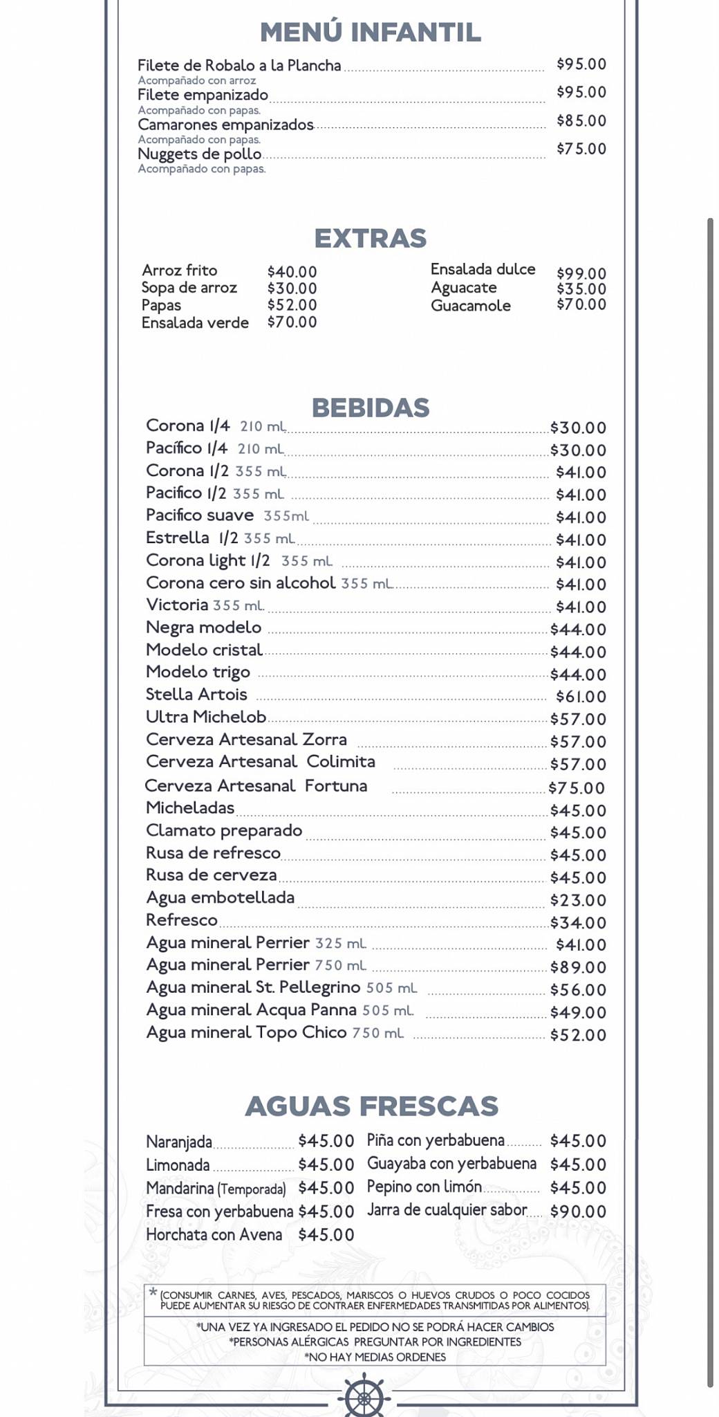 Carta del restaurante Campomar Chapalita, Guadalajara, San Dionisio 33