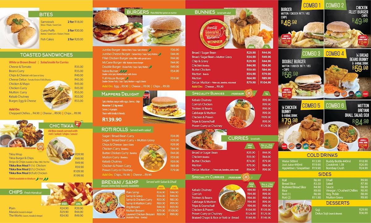 Menu at CaneCutters Umhlanga restaurant, Durban, 70 Horizon Views