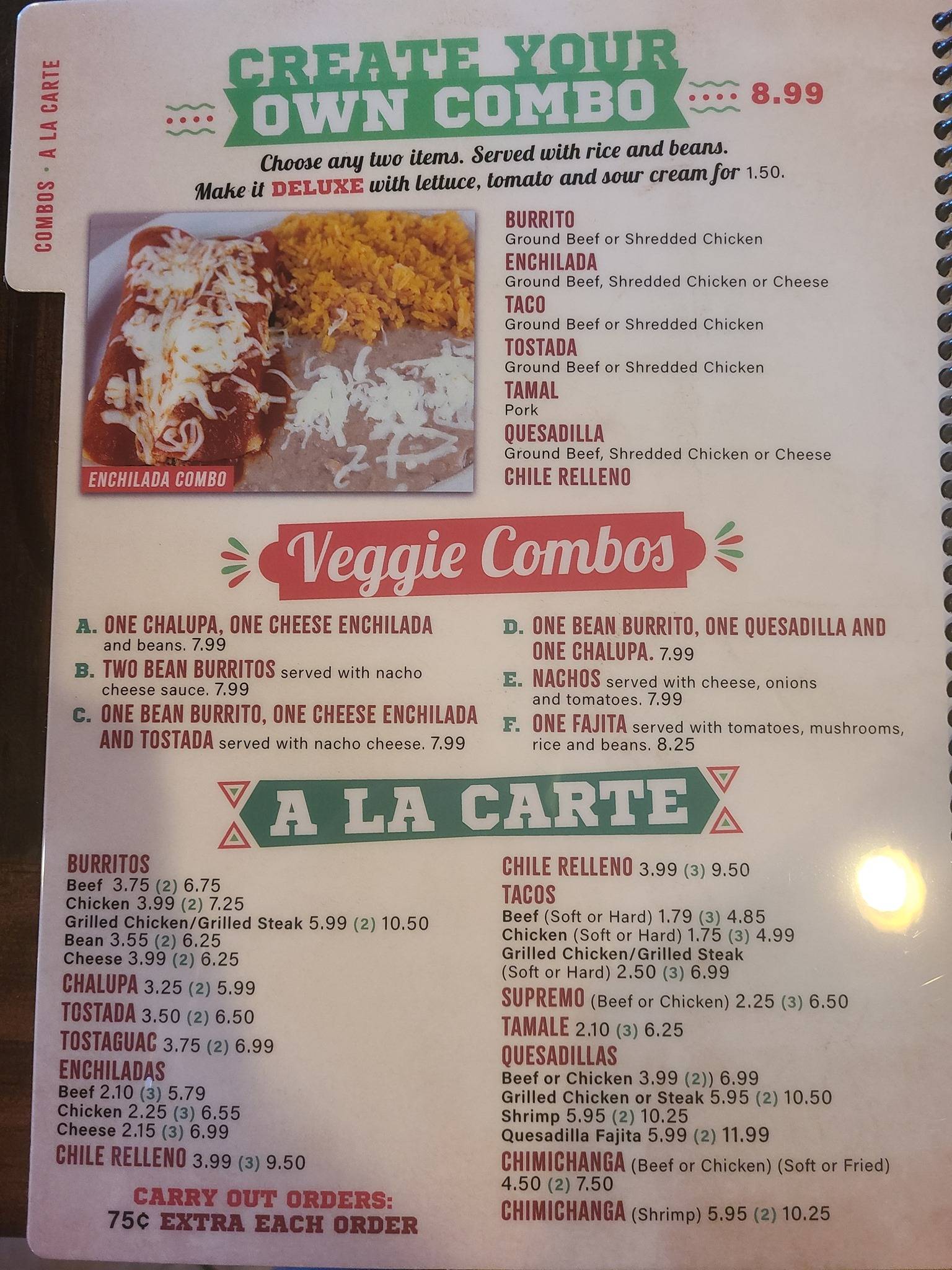 Menu at Casa Bonita Restaurant, Lawrenceburg