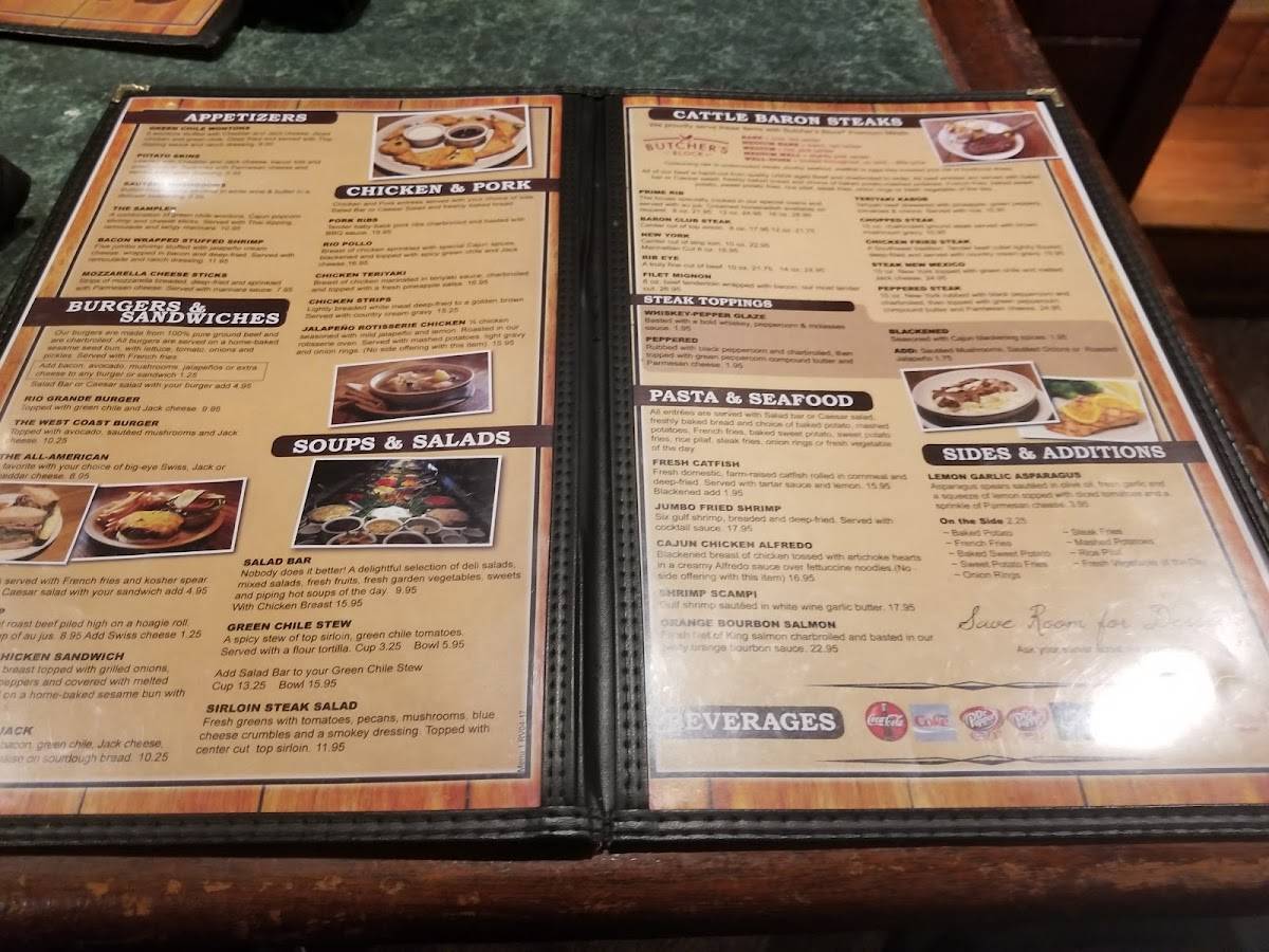 Menu at Cattle Baron, Ruidoso, 657 Sudderth Dr