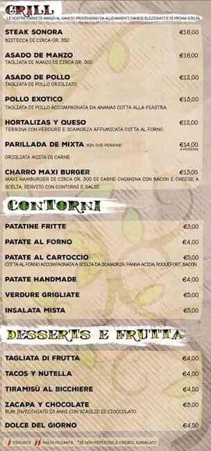 Charro Cafe' menu