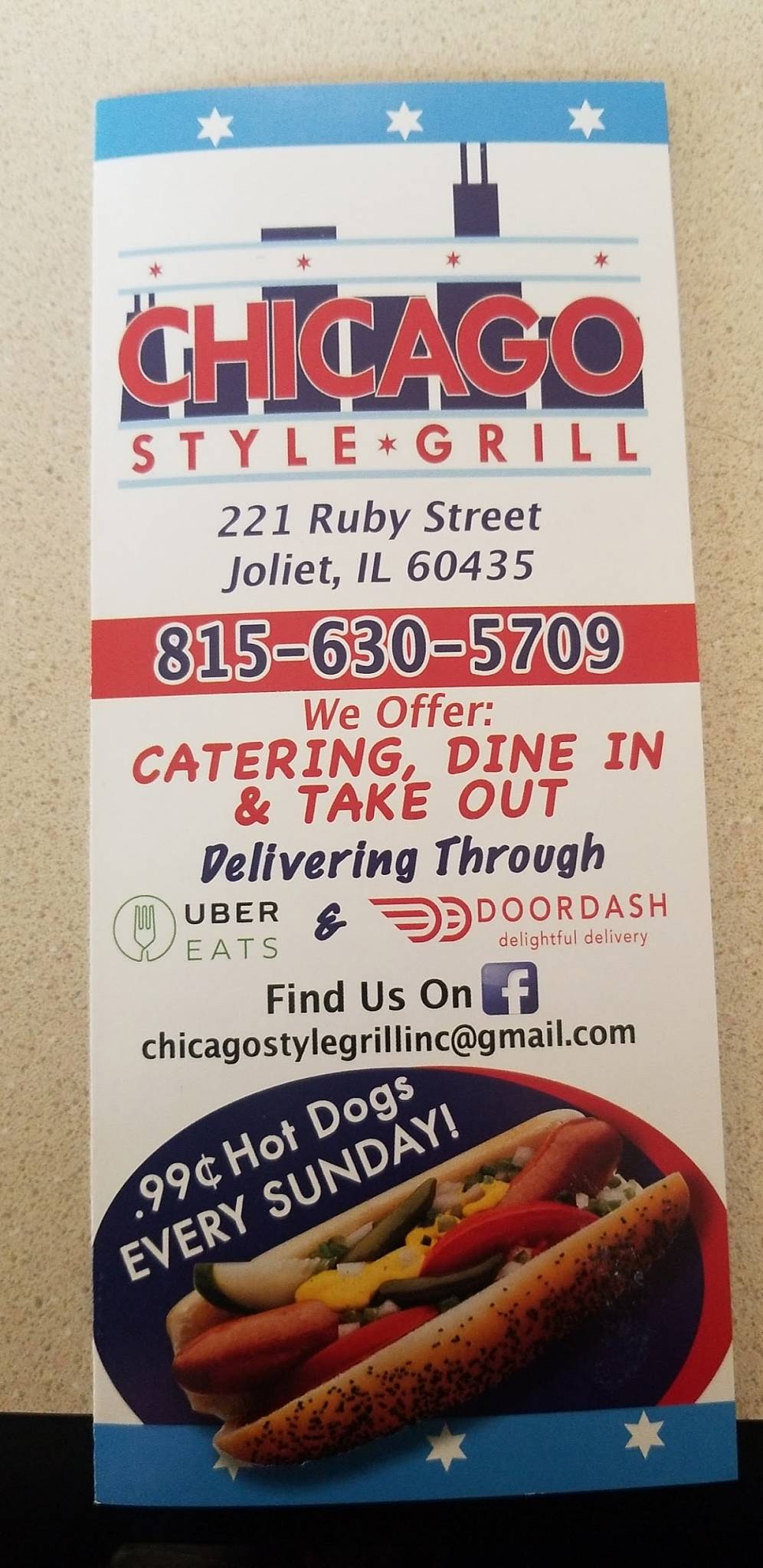 Menu at Chicago Style Grill Inc. fast food, Joliet