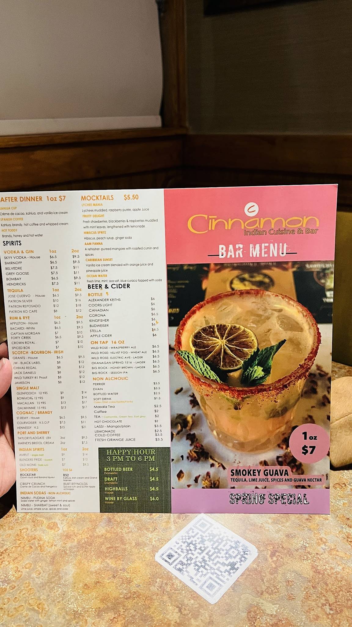 Menu at Cinnamon Indian Cuisine & Bar, Calgary, 23 St NE