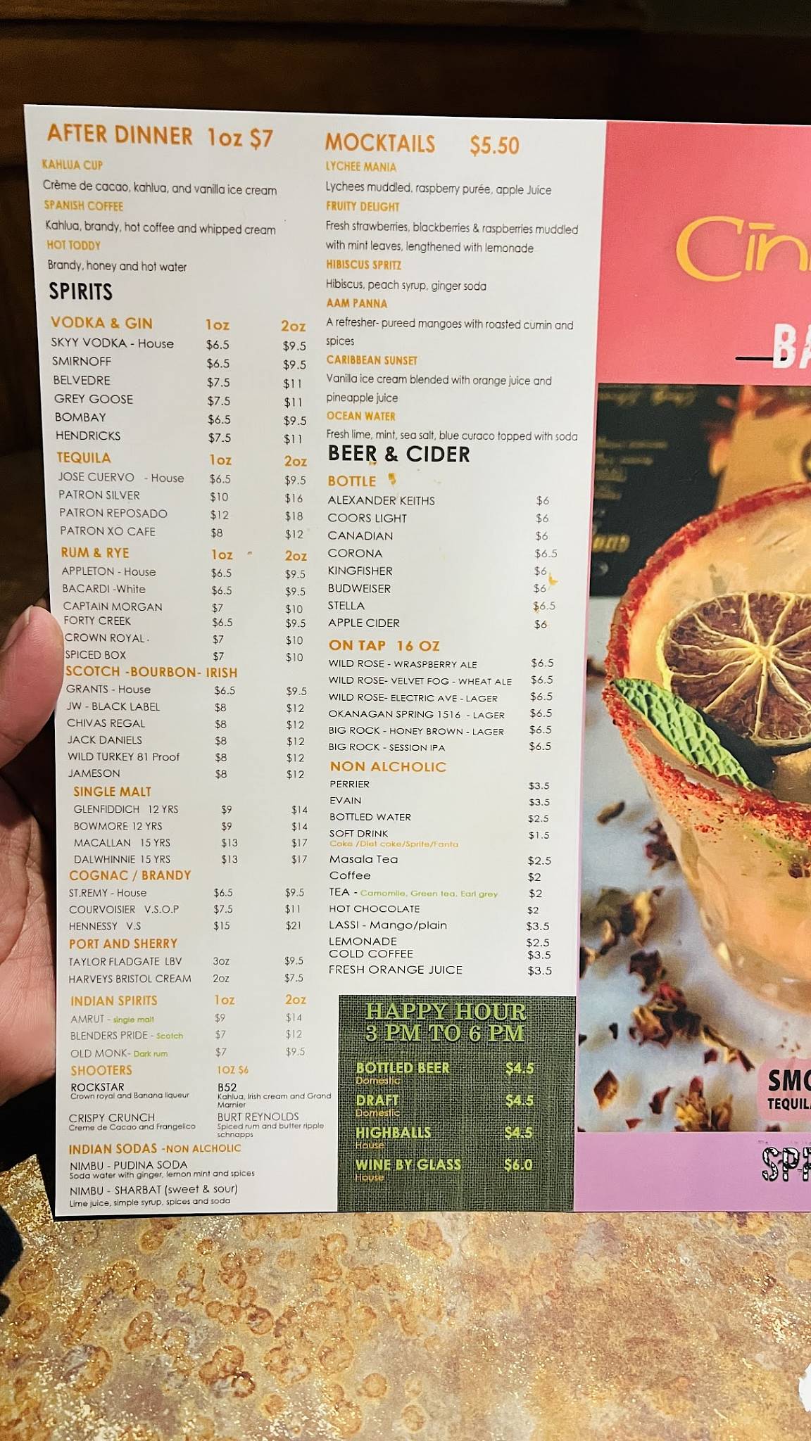 Menu at Cinnamon Indian Cuisine & Bar, Calgary, 23 St NE