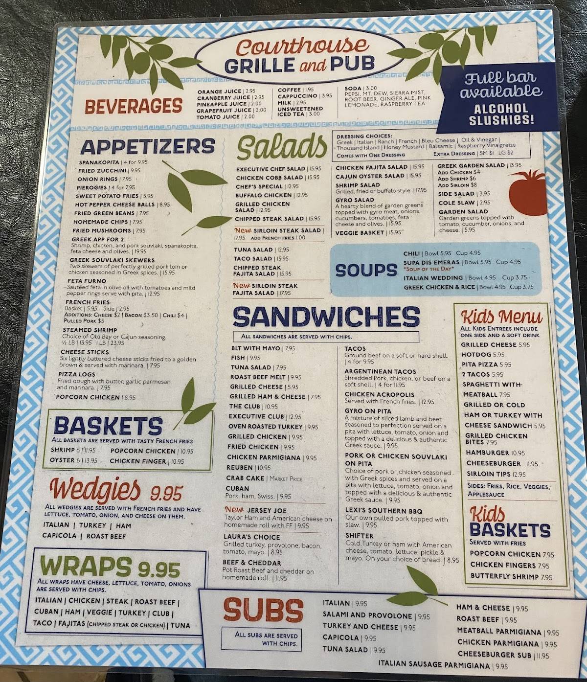 Menu at Courthouse Grille & Pub, Brookville