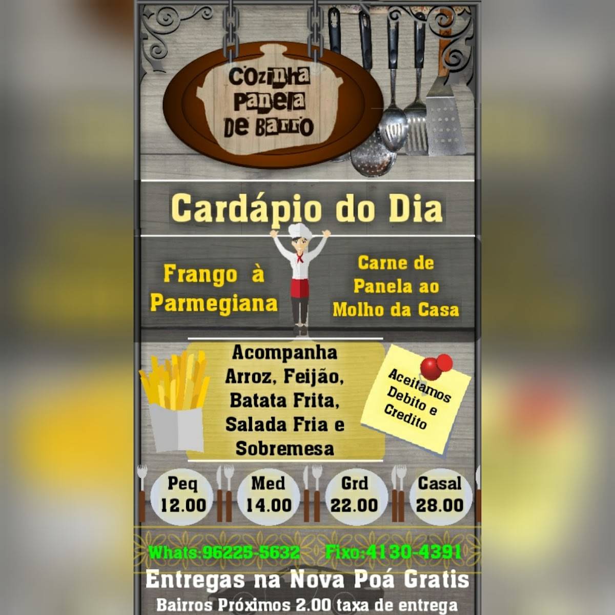 Menu em Cozinha Panela de Barro Poá