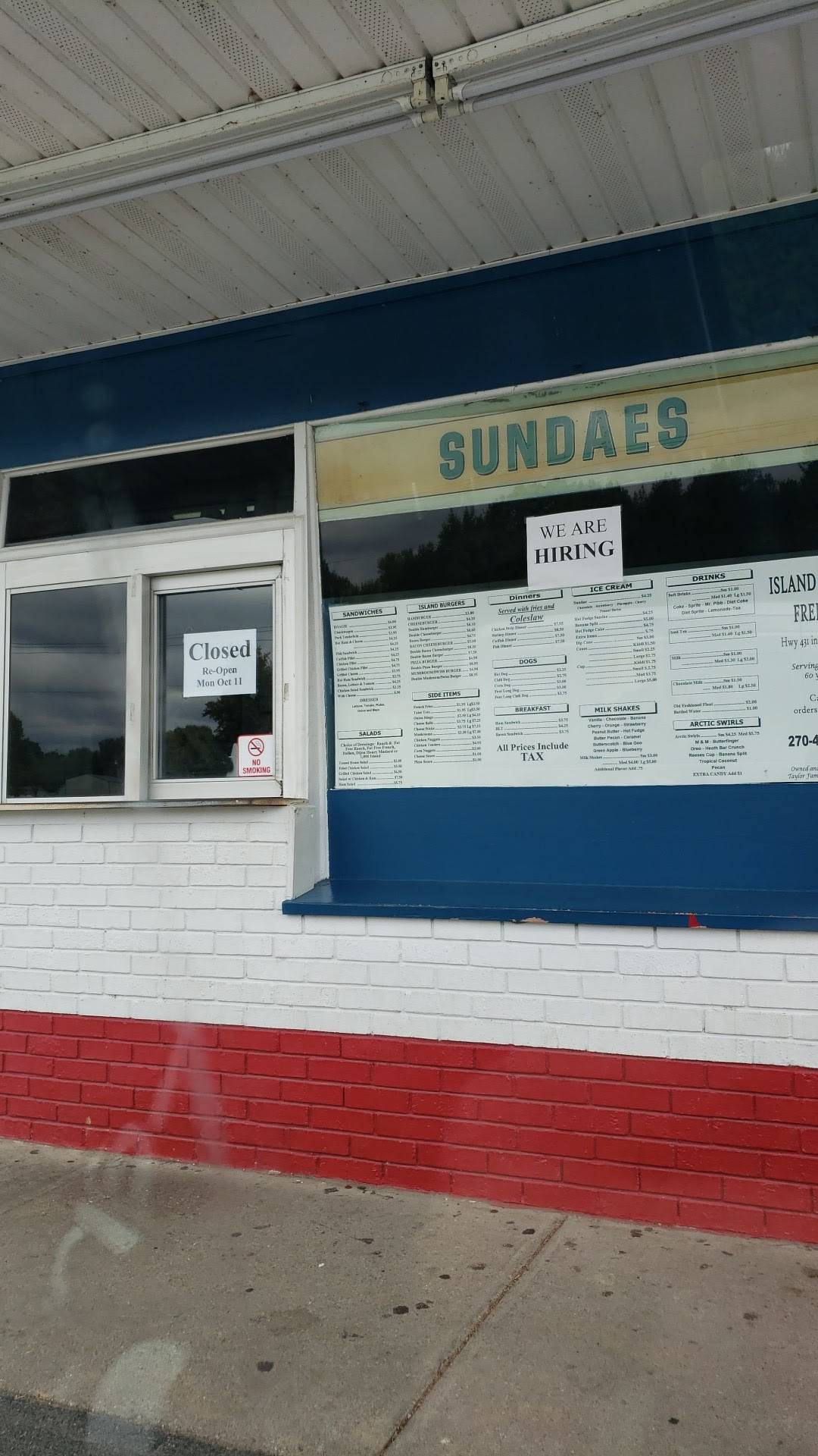 Menu at Dairy Freeze restaurant, Island