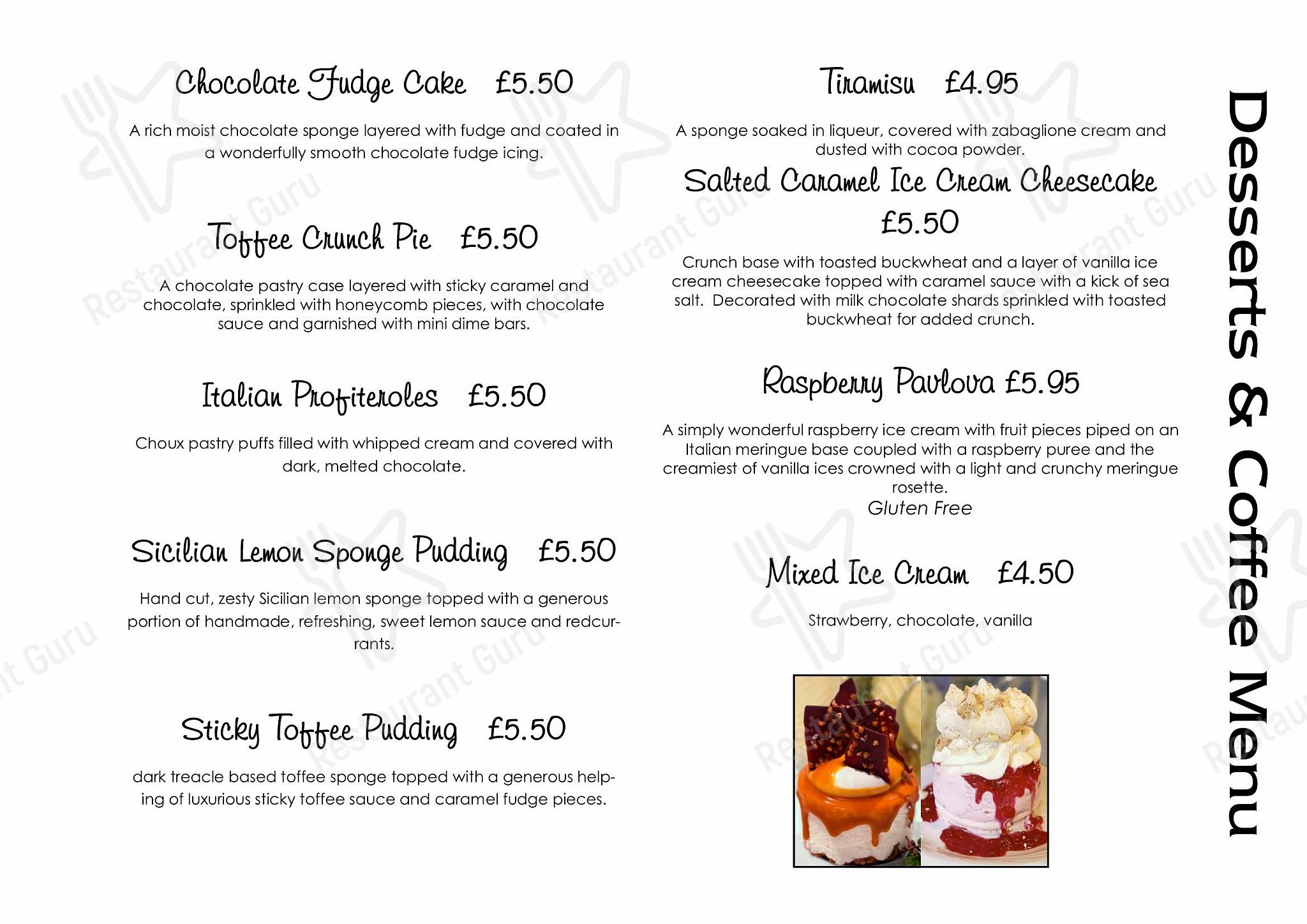 Menu at Deanos restaurant, ChesterleStreet