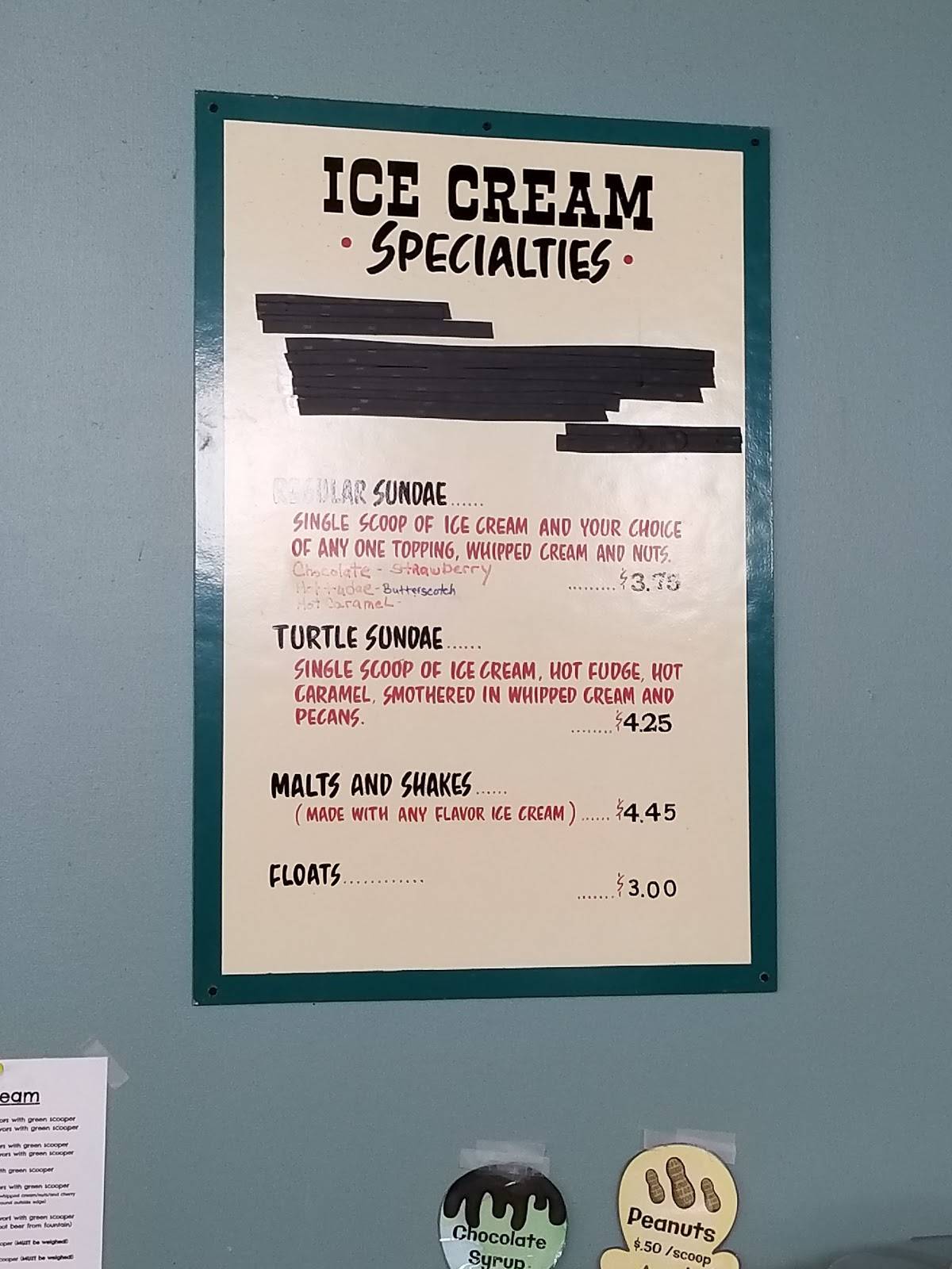 Menu at Downtown Sandwich & Ice Cream restaurant, Menominee