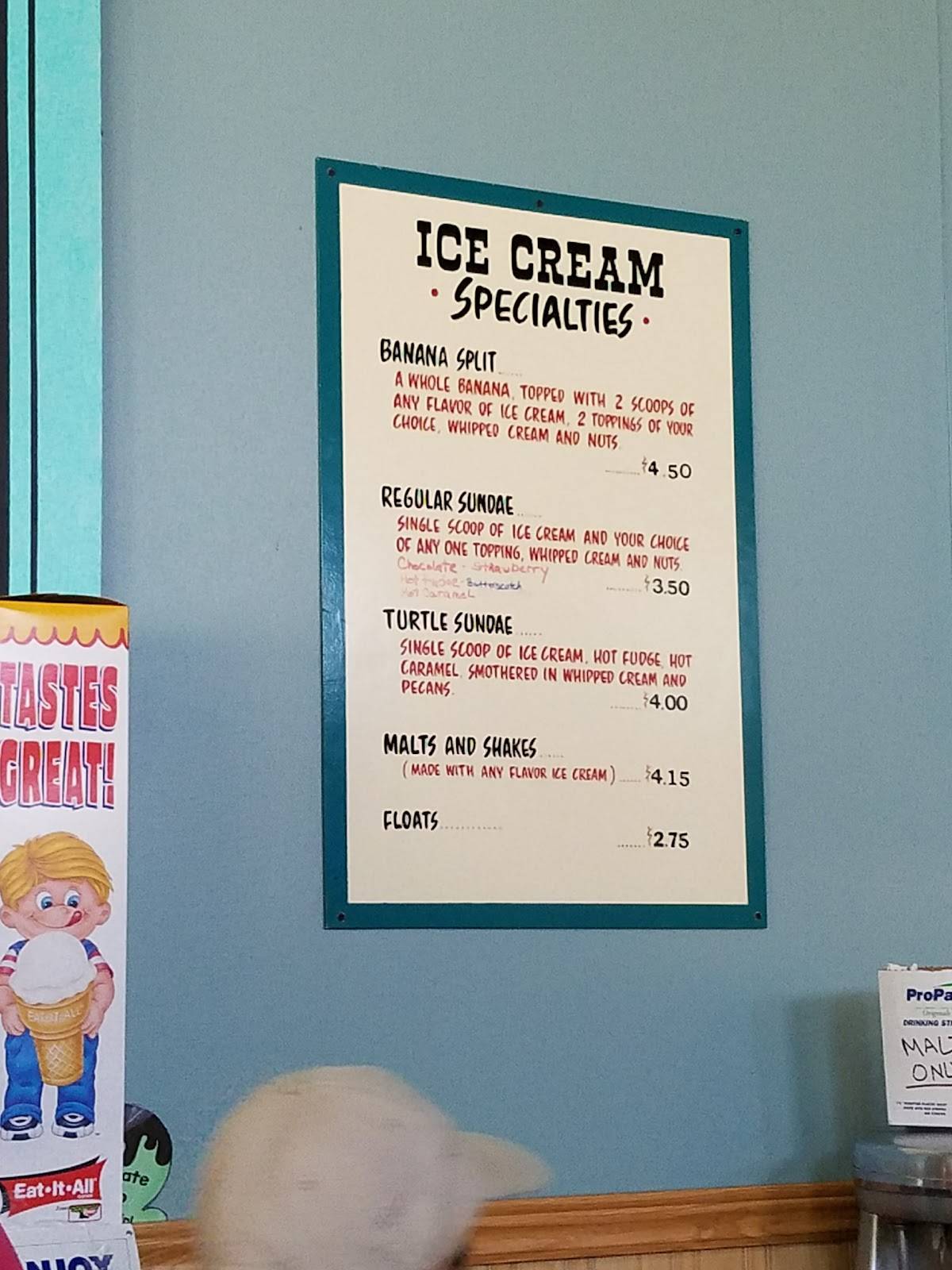 Menu at Downtown Sandwich & Ice Cream restaurant, Menominee