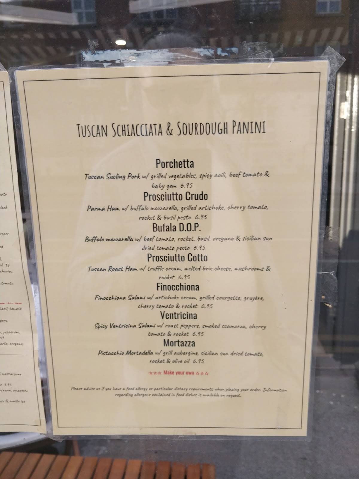 Menu at Wood Fire Cafe, Dublin