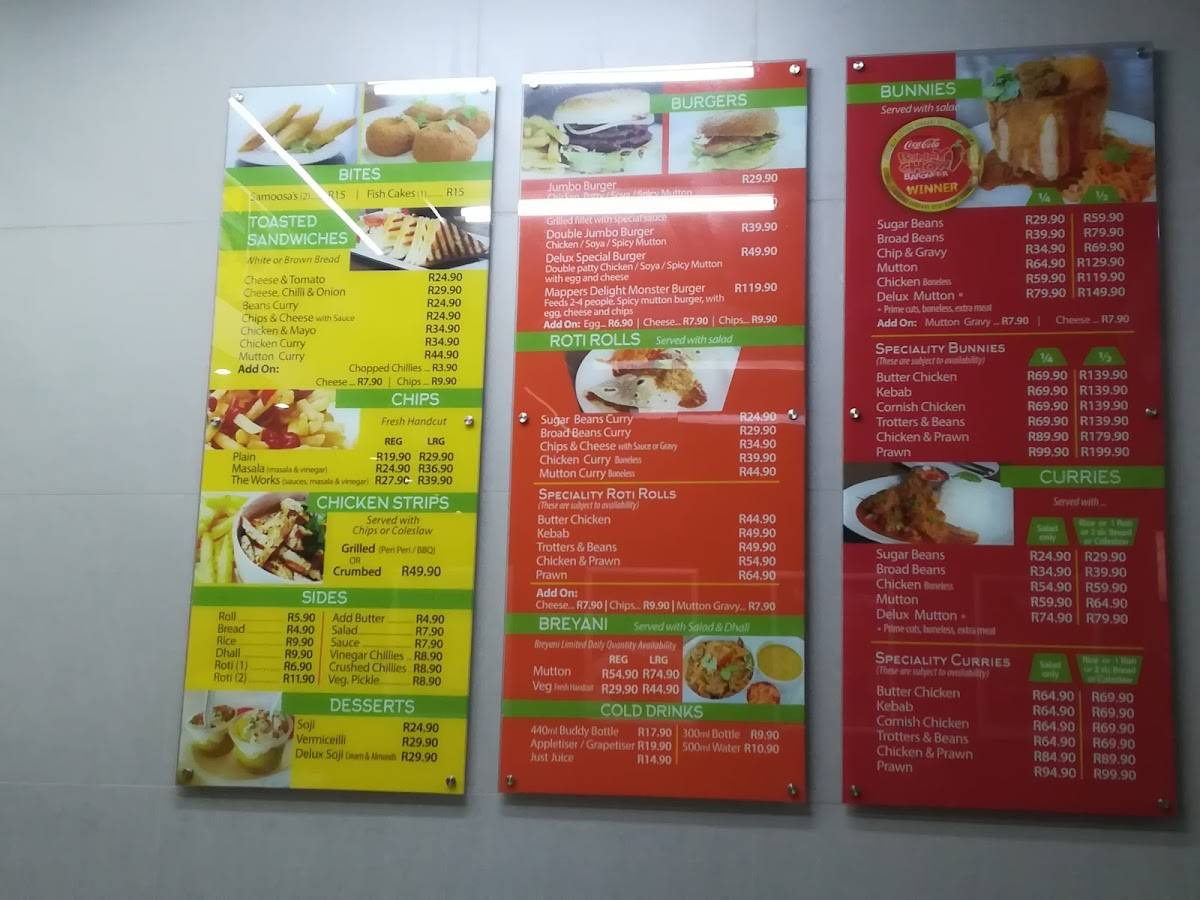 Menu at CaneCutters Umhlanga restaurant, Durban, 70 Horizon Views
