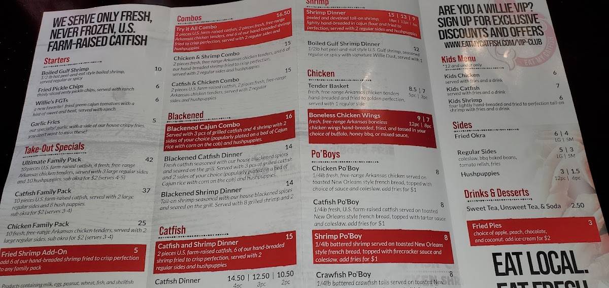 Menu at Eat My Catfish restaurant, Rogers