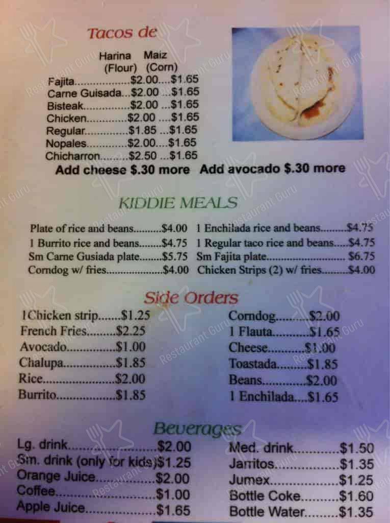 Menu At El Taquito 2 Restaurant Immokalee 212 New Market Rd E