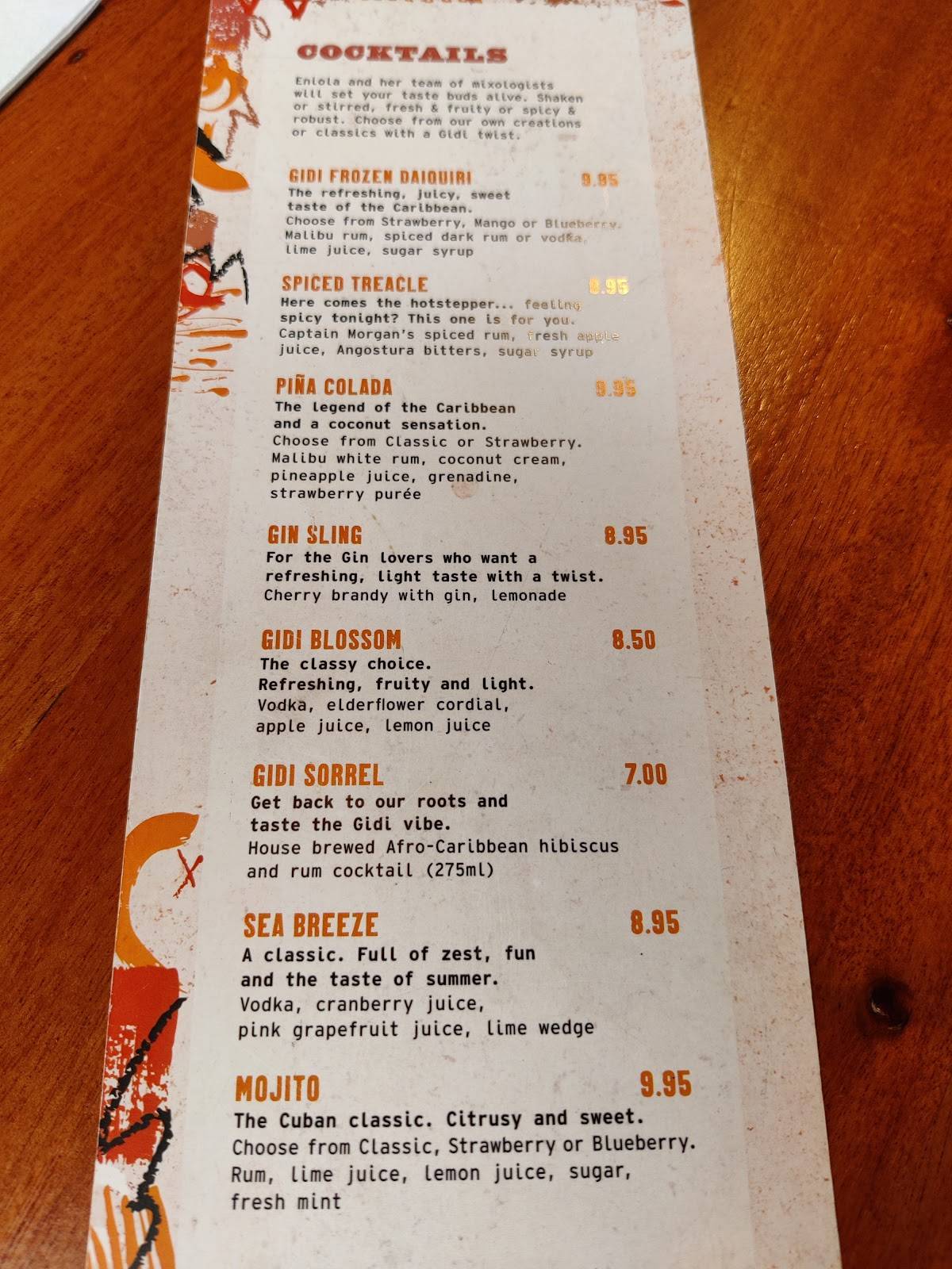 Menu at Gidi Grill, Aberdeen restaurant, Aberdeen
