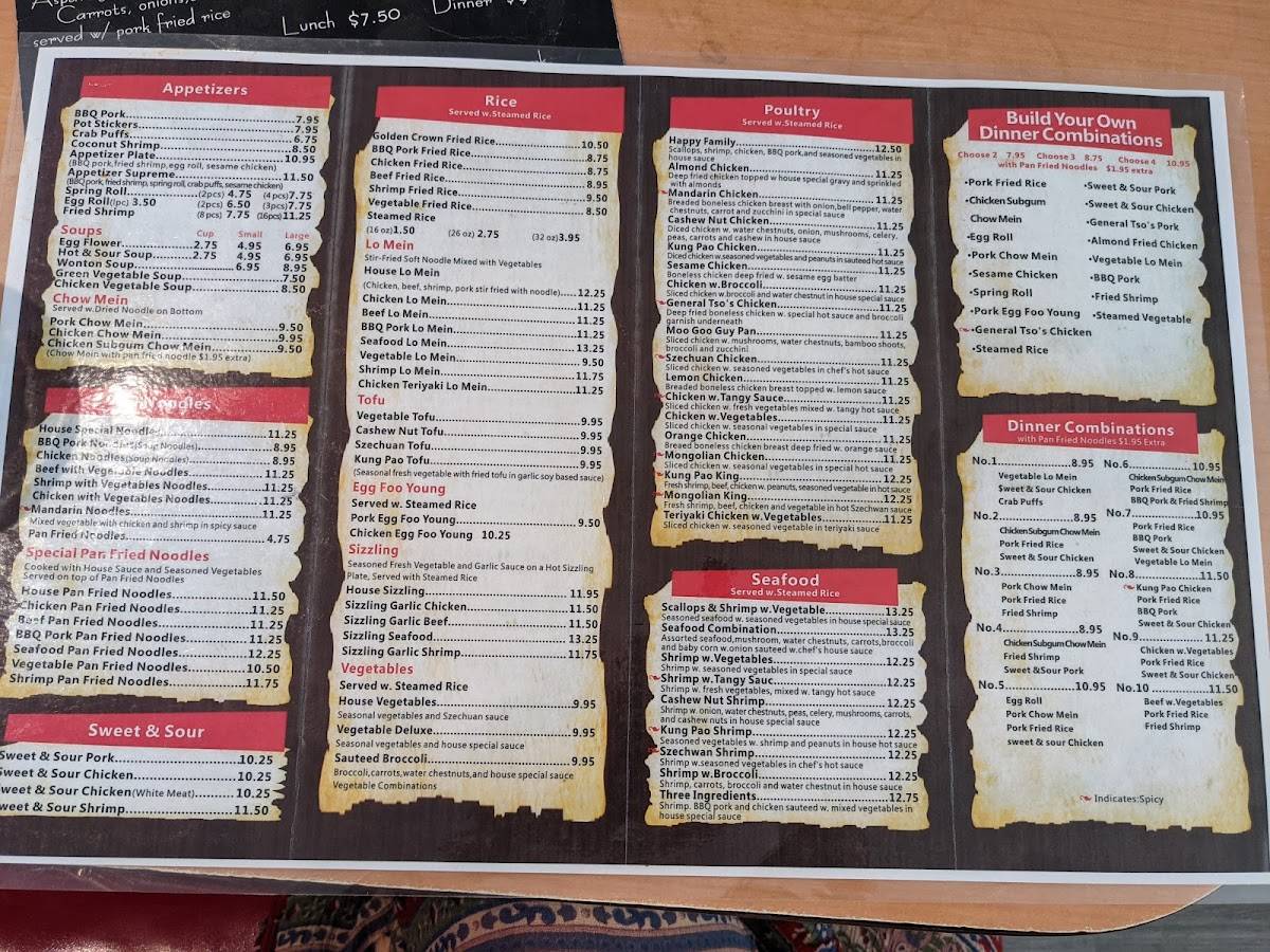Menu at Golden Crown Restaurant, Baker City
