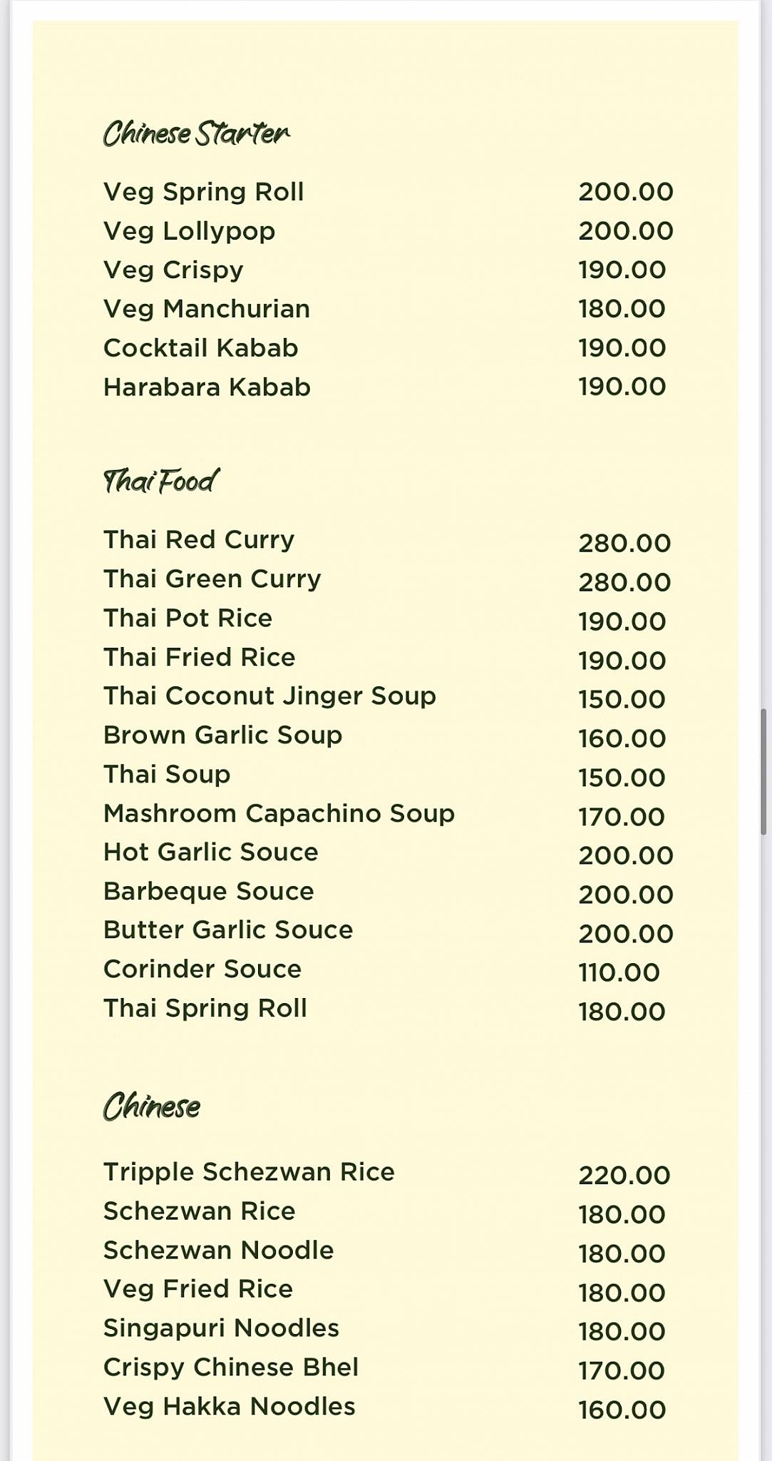 Menu at Green Olives Pure Veg Restaurant & Banquet, Nashik
