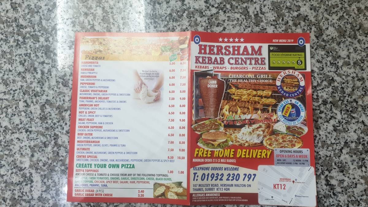 Menu at Hersham Kebab Centre restaurant, WaltononThames
