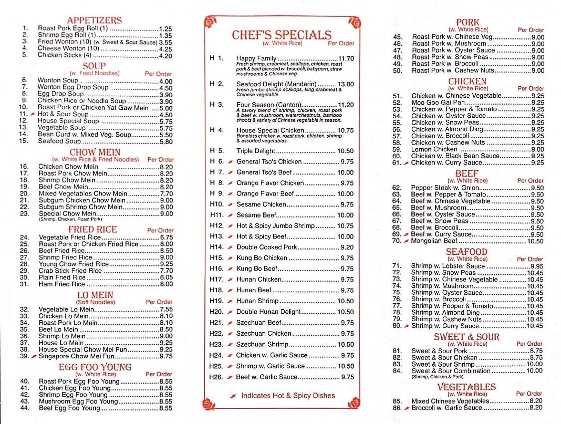 Menu at Hunan Spring Buffet restaurant, Fergus Falls