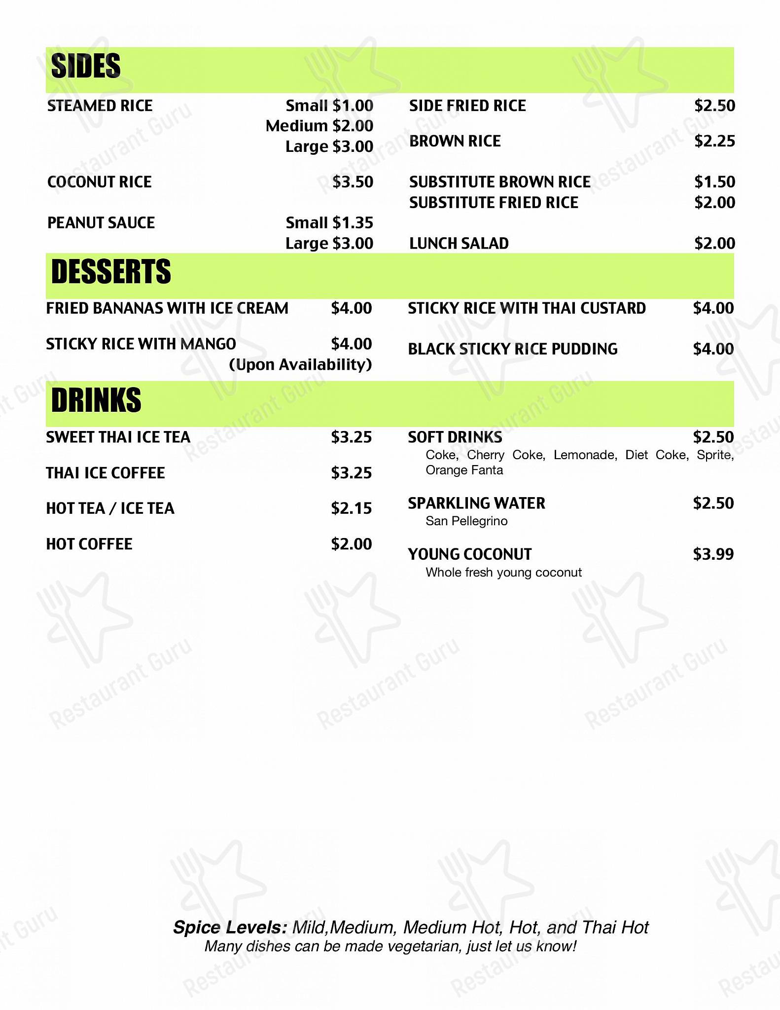 Menu at Jasmine Thai Restaurant, Indianapolis
