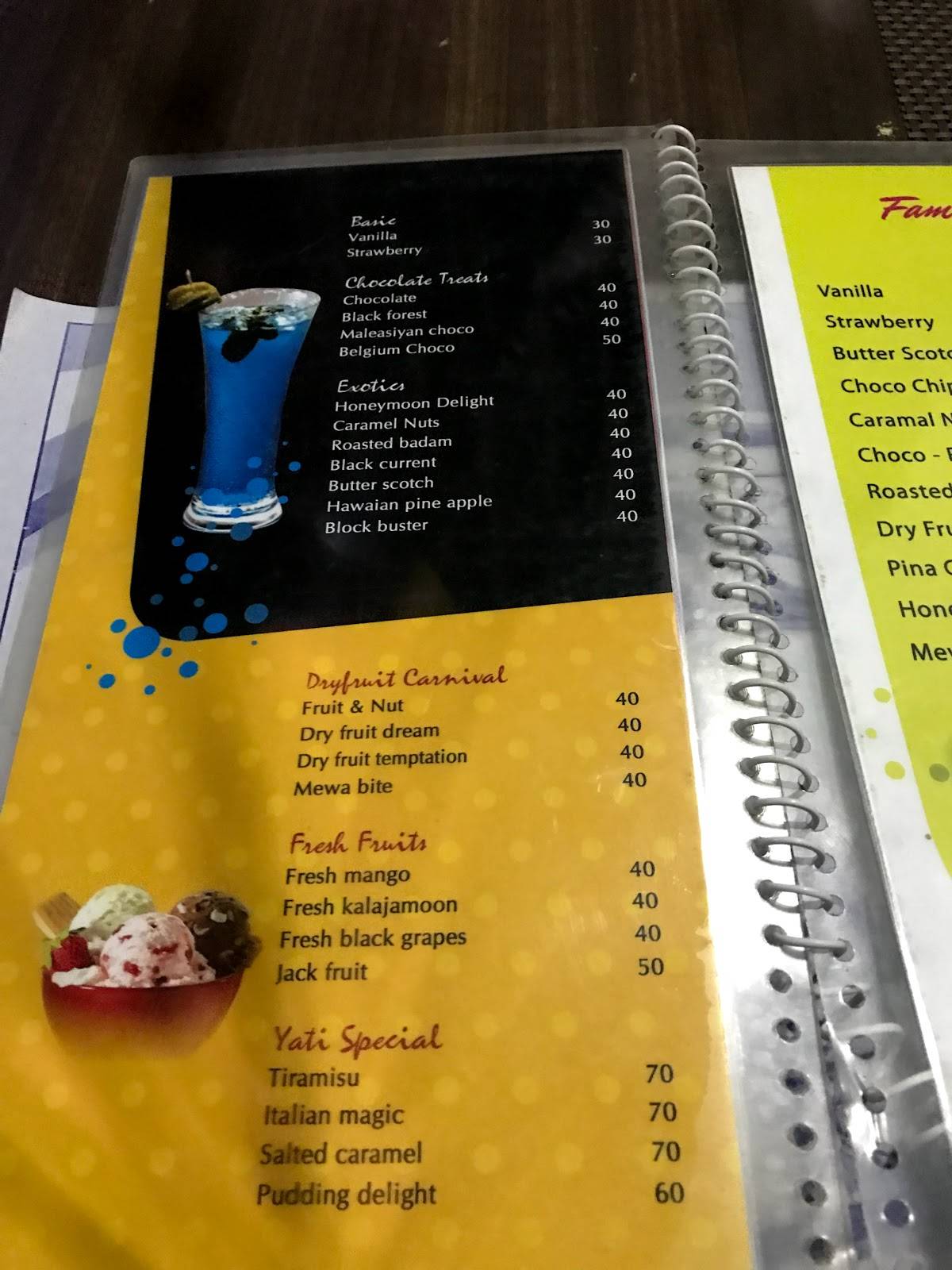 Menu at Yati foods, Kakinada, NH 214