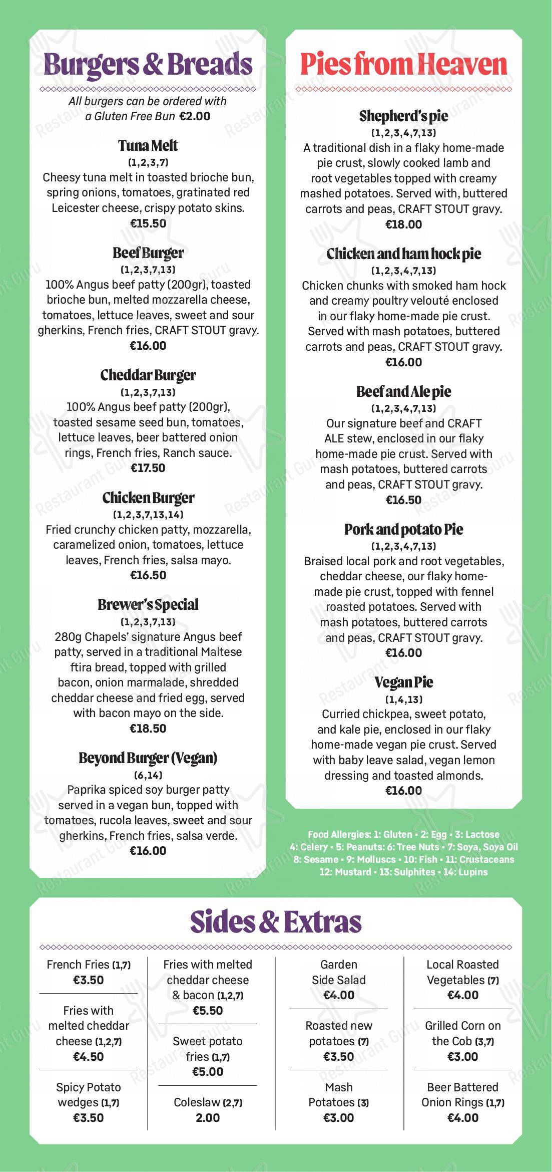 Menu at Kettles restaurant, Birkirkara